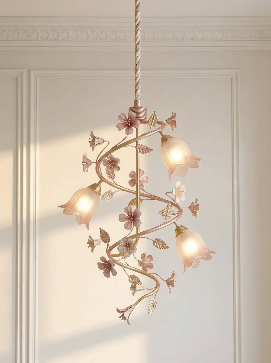 Botanical Spiral 3D Printed Pendant Light