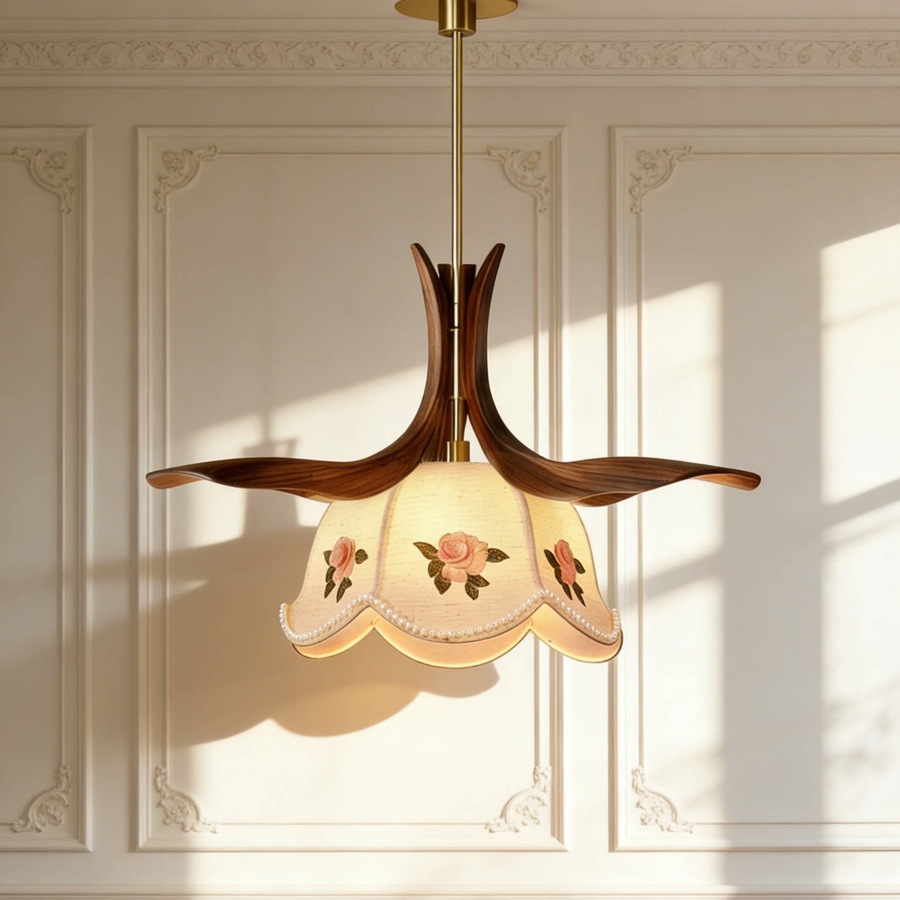 Vintage Embroidered 3D Printed Pendant Light