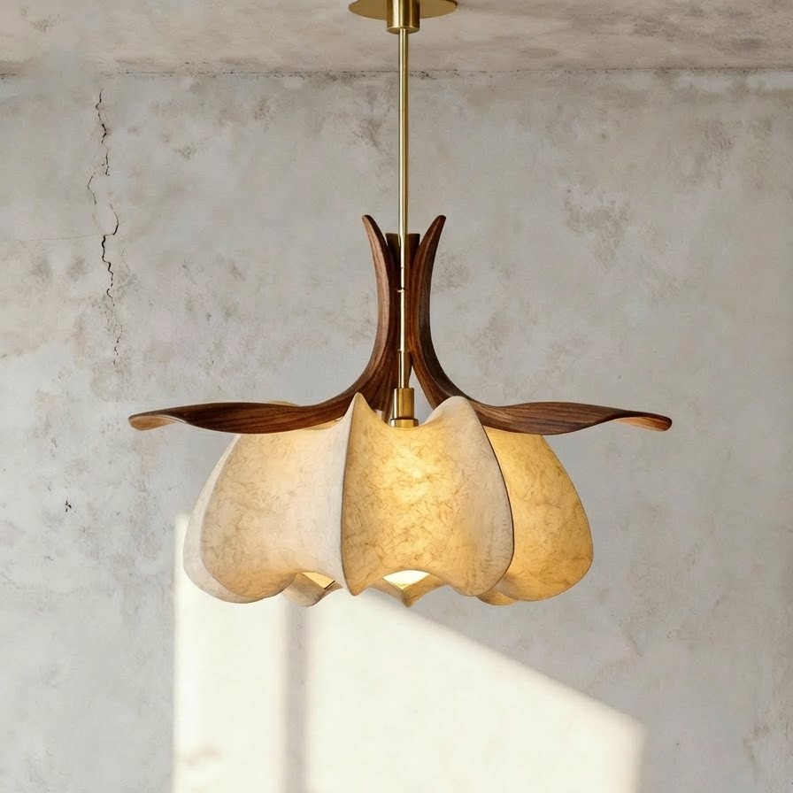 Tulip Bloom 3D Printed Pendant Lamp with Petal Shade
