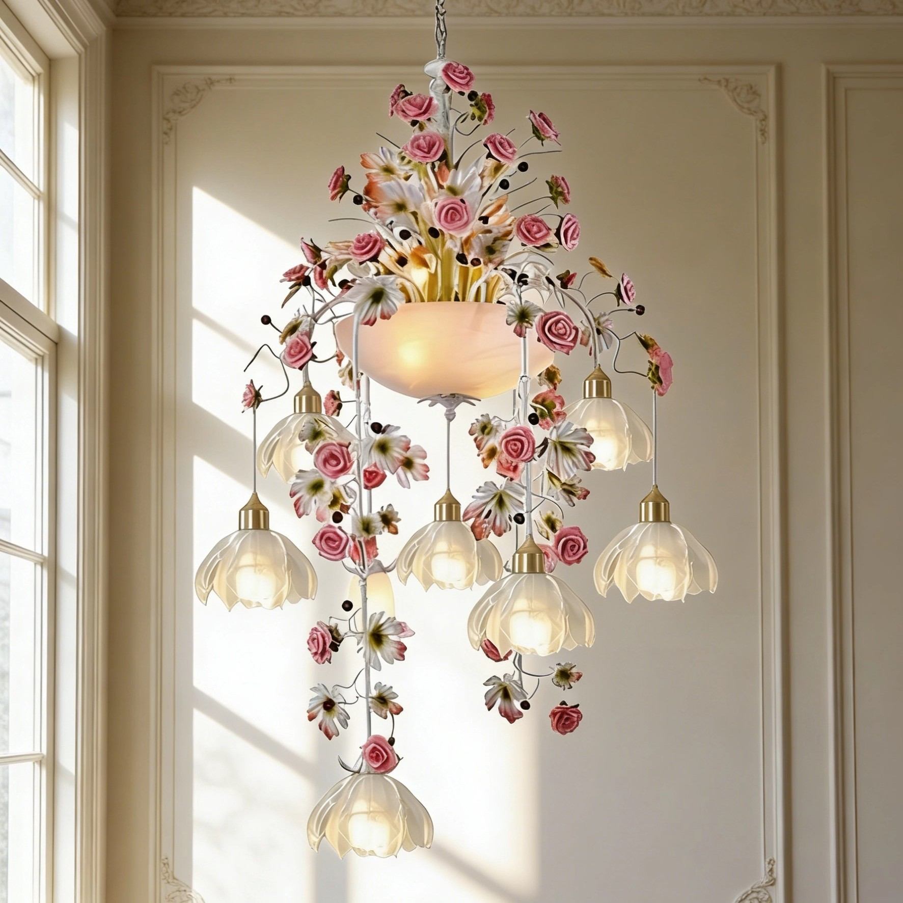 Romantic Floral 3D Printed Chandelier Light