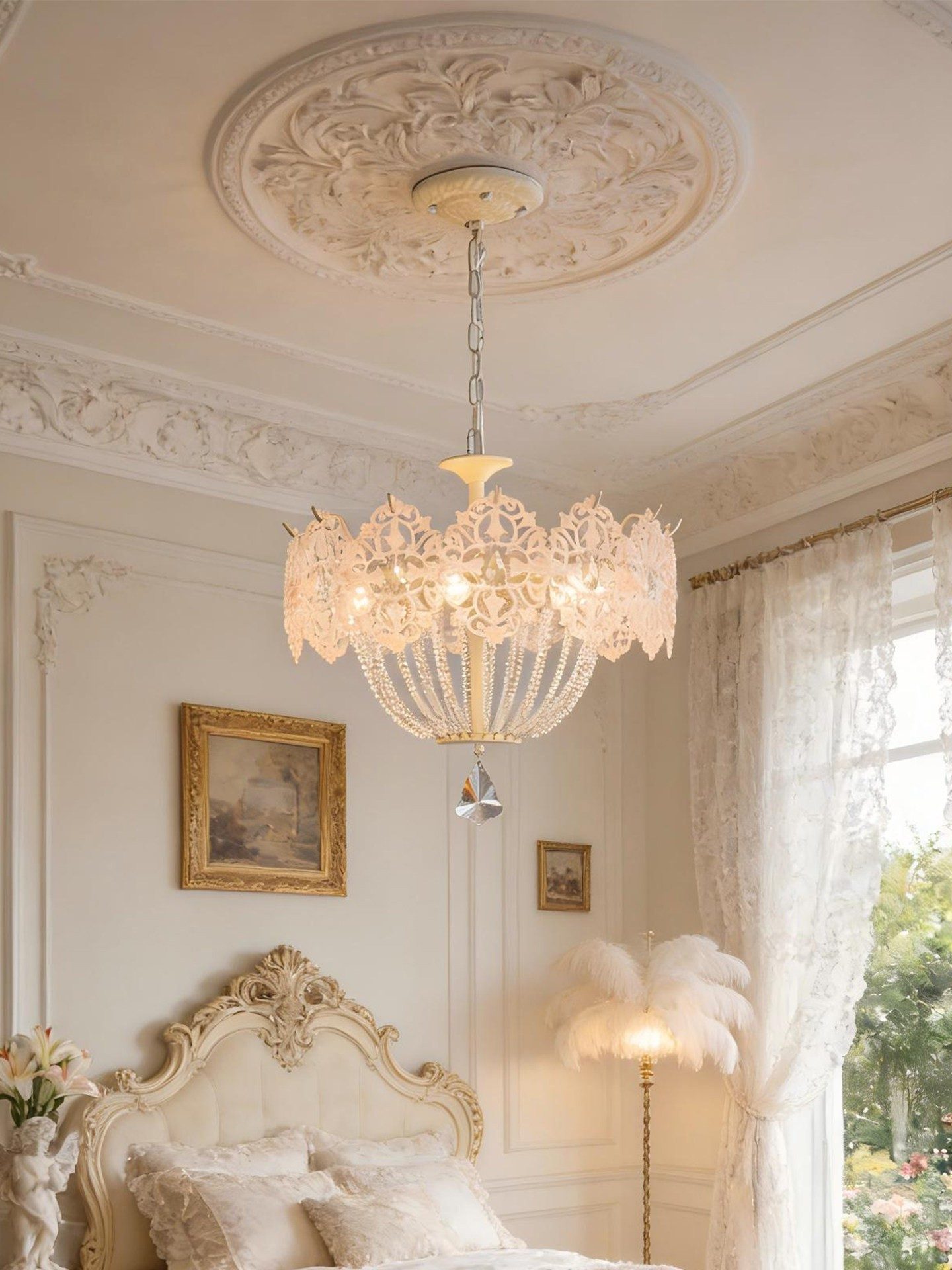 Baroque Crystal Lace 3D Printed Pendant Light