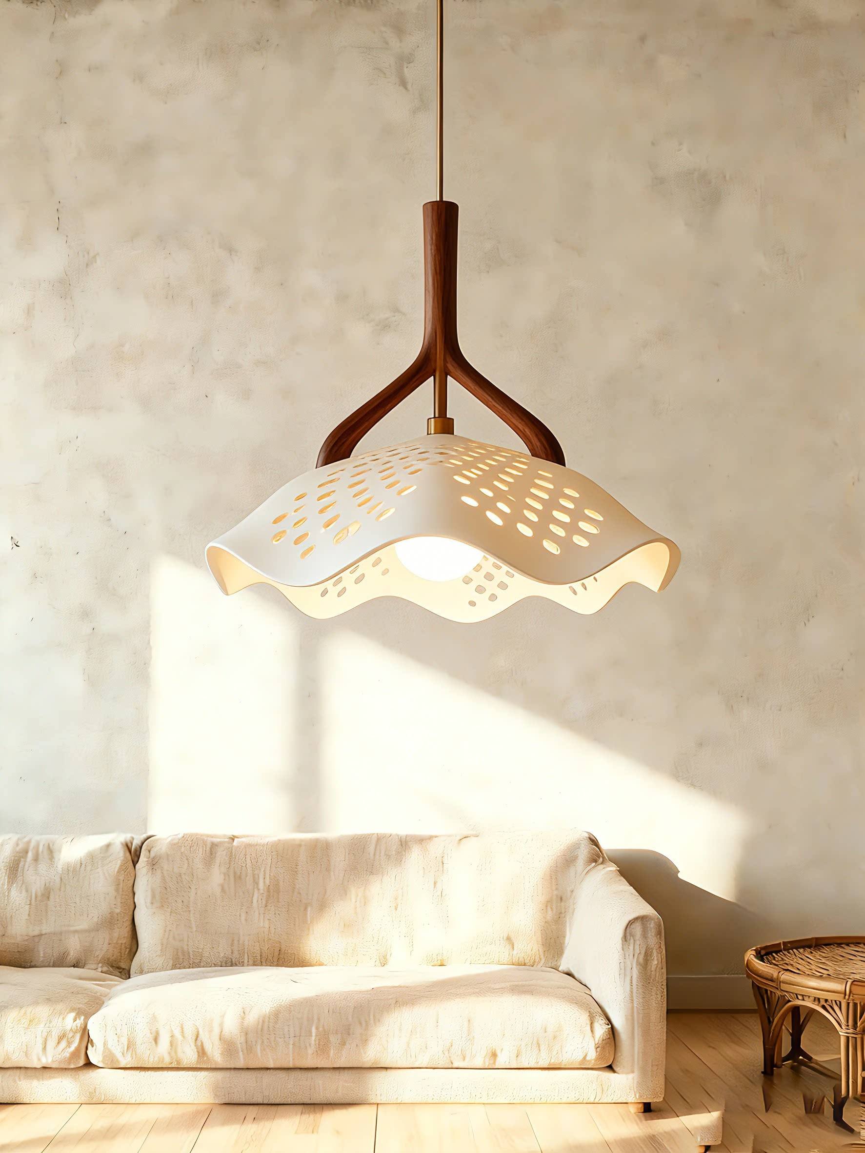 Modern Organic Shell 3D Printed Pendant Light