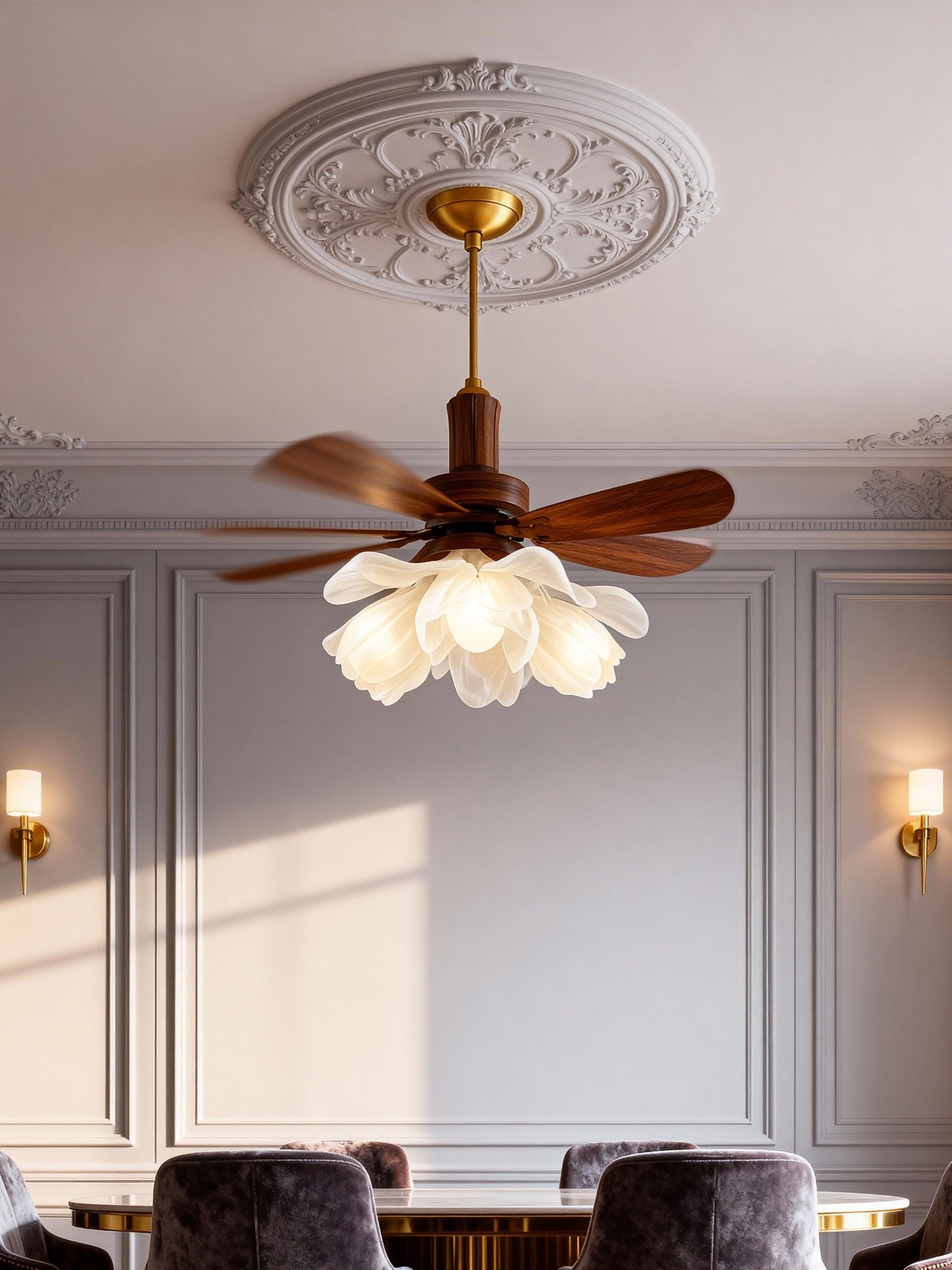 Petal Fan Light 3D Printed Ceiling Fixture