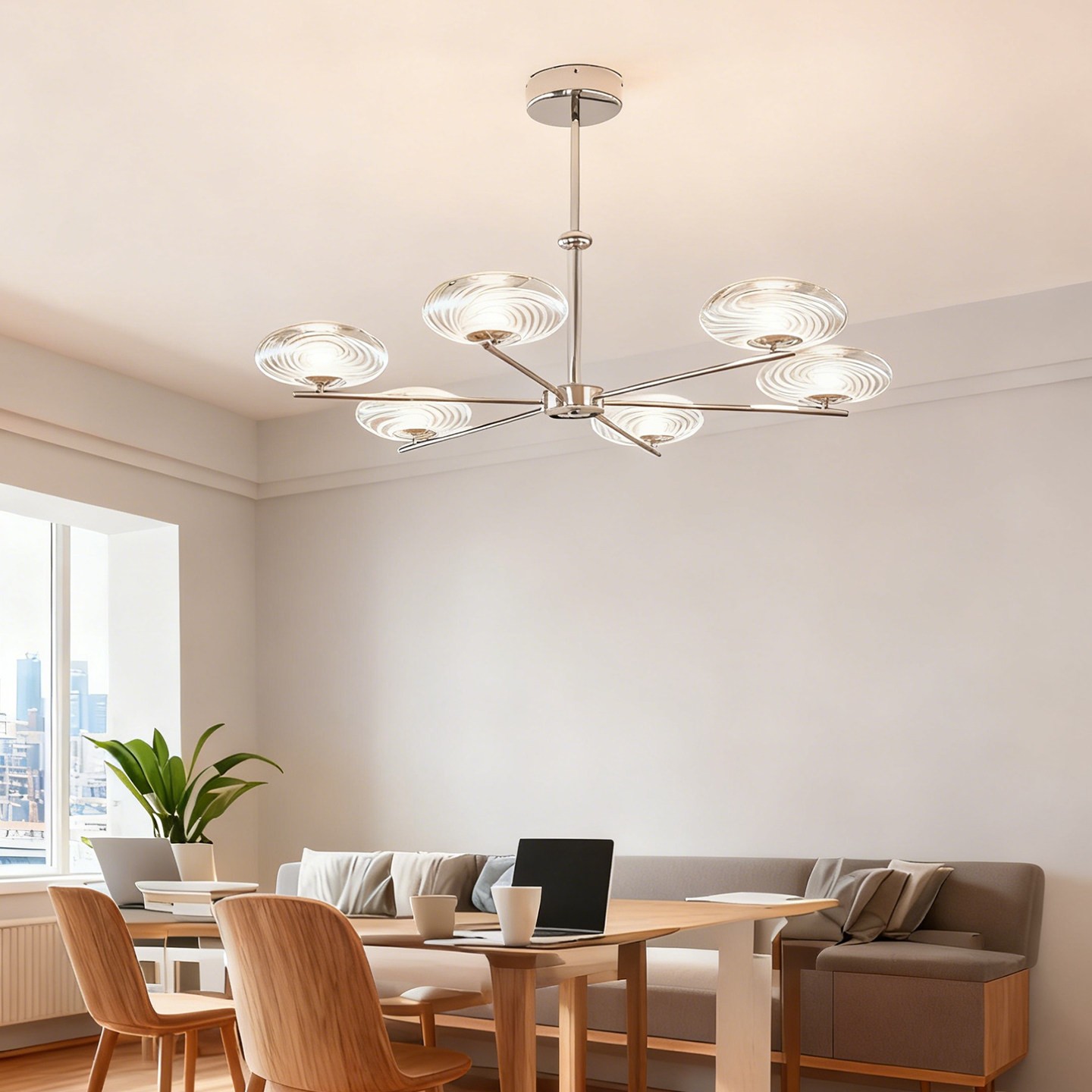 Modern Ripple Disc 3D Printed Chandelier
