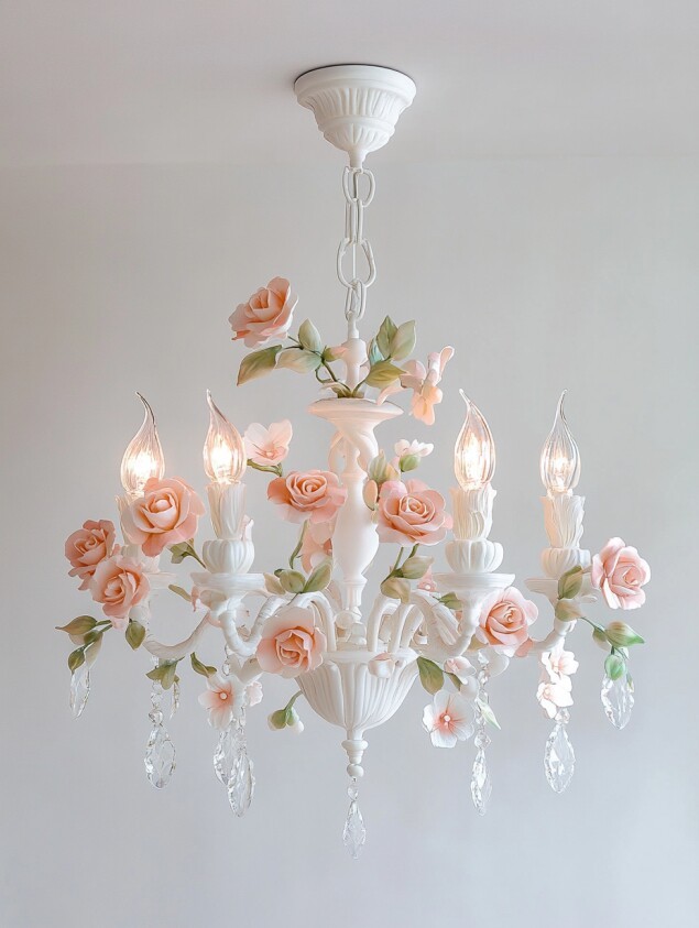 Rose Garden 3D Printed Floral Crystal Chandelier