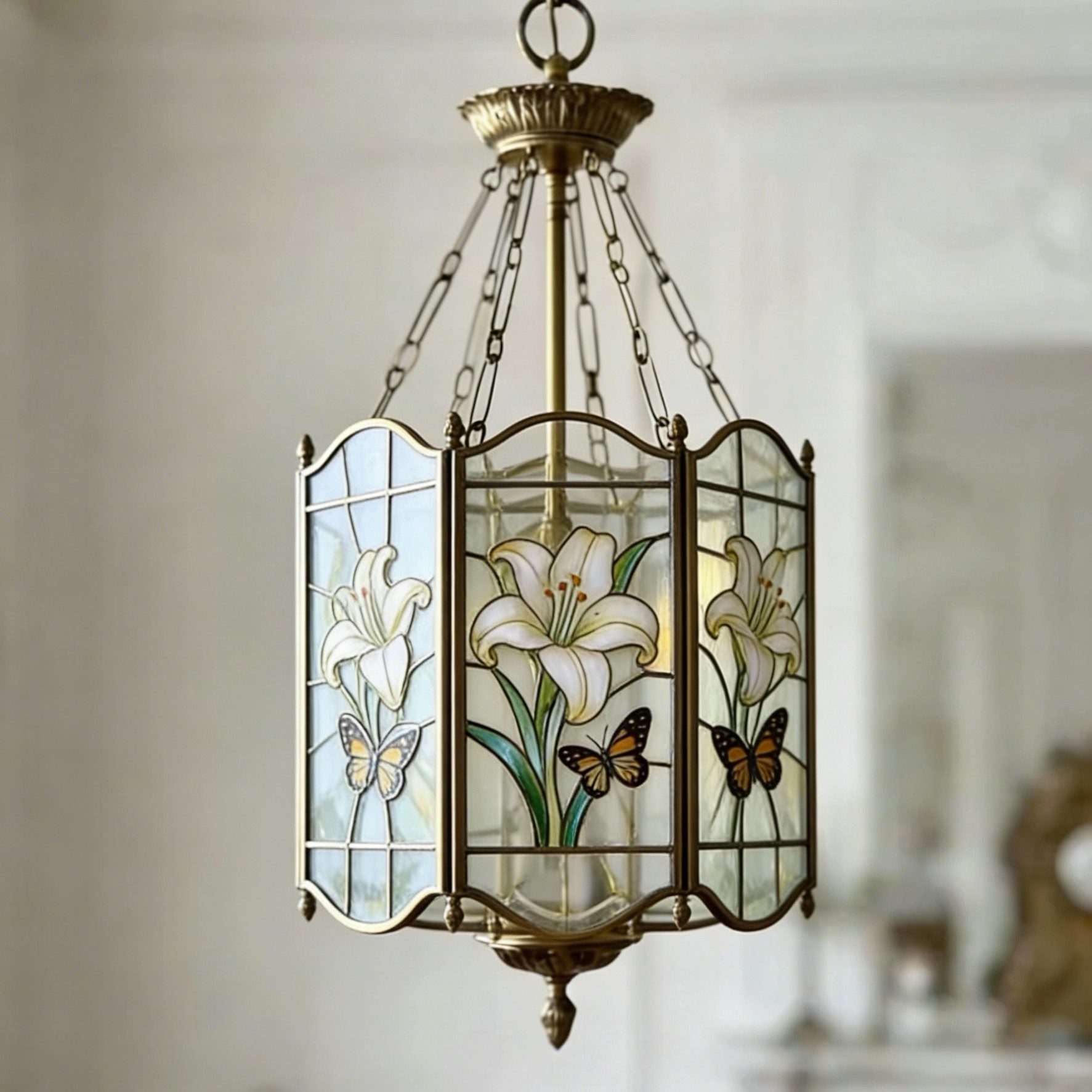 Stained Glass Lily 3D Printed Chandelier