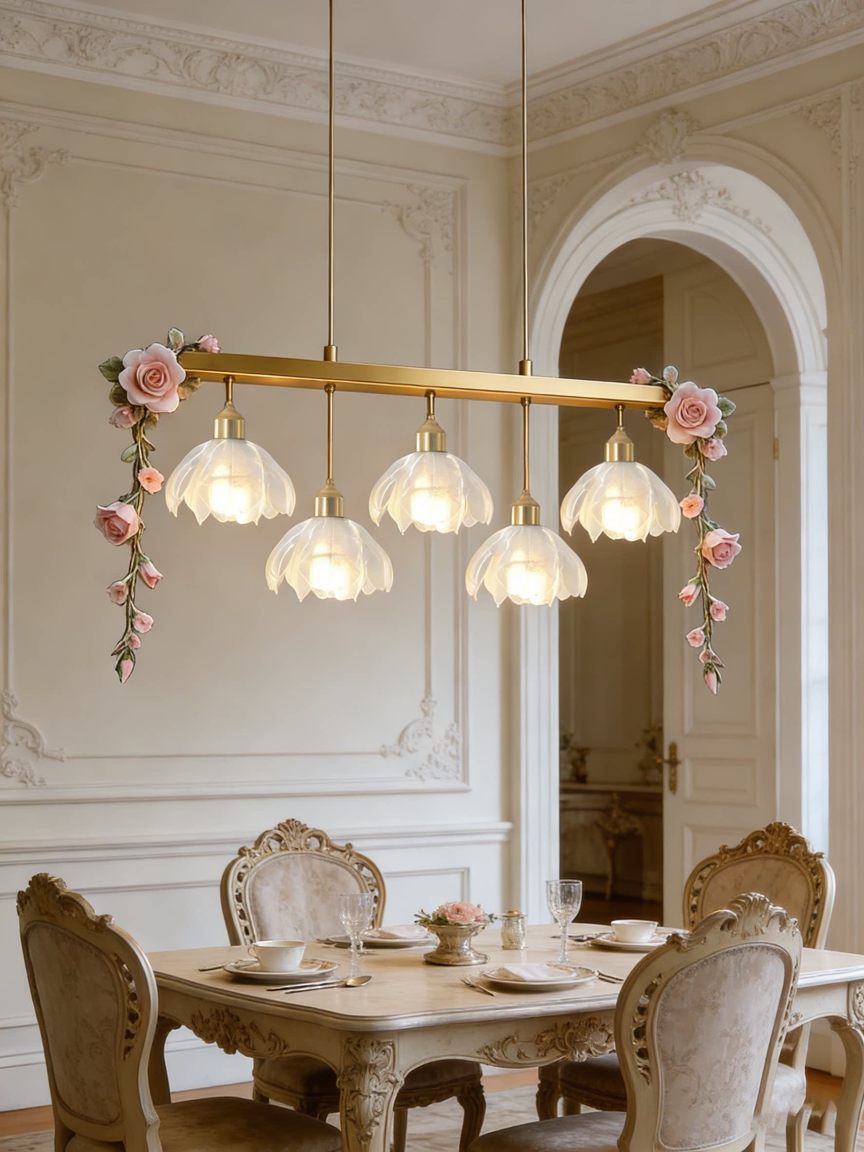 Vintage Rose Garland 3D Printed Pendant Light