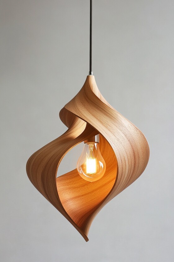 3D Printed Wooden Twist Pendant Light