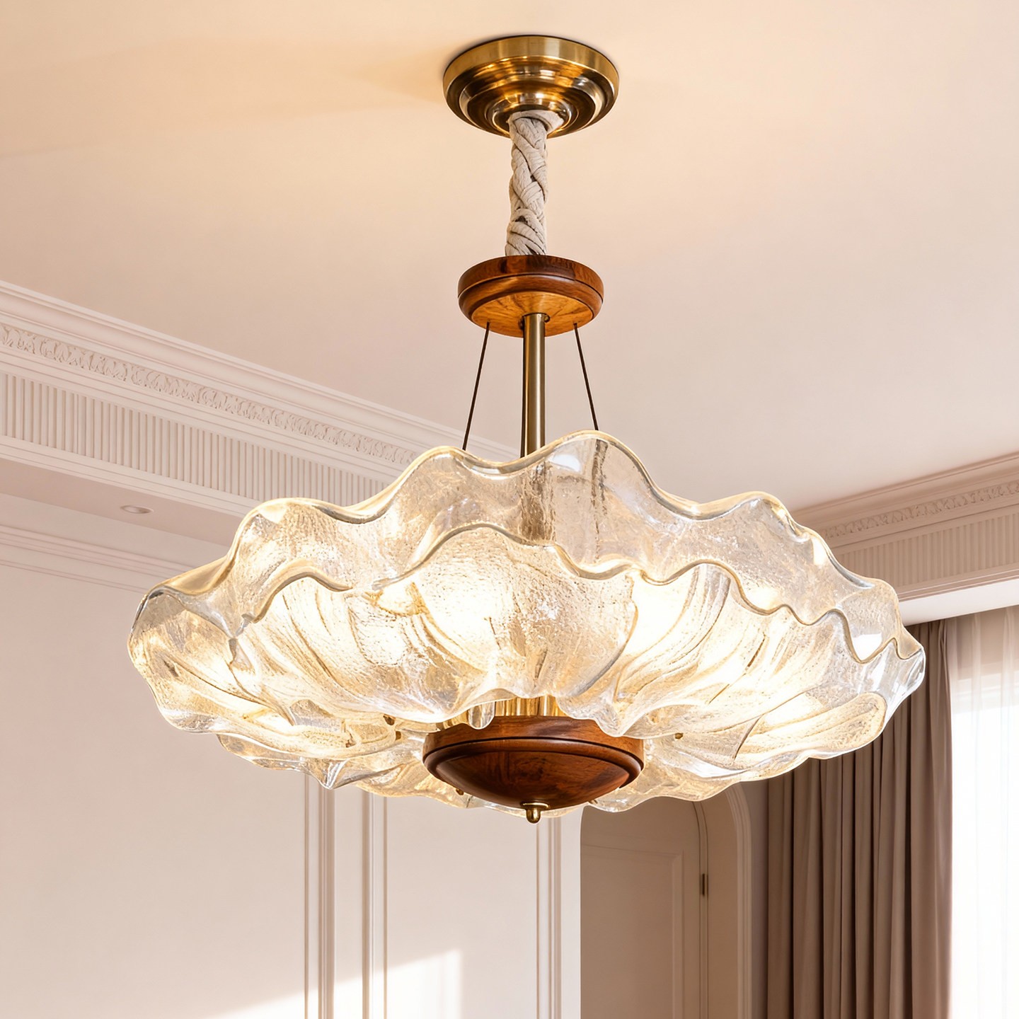 Clear Wave Glass 3D Printed Chandelier