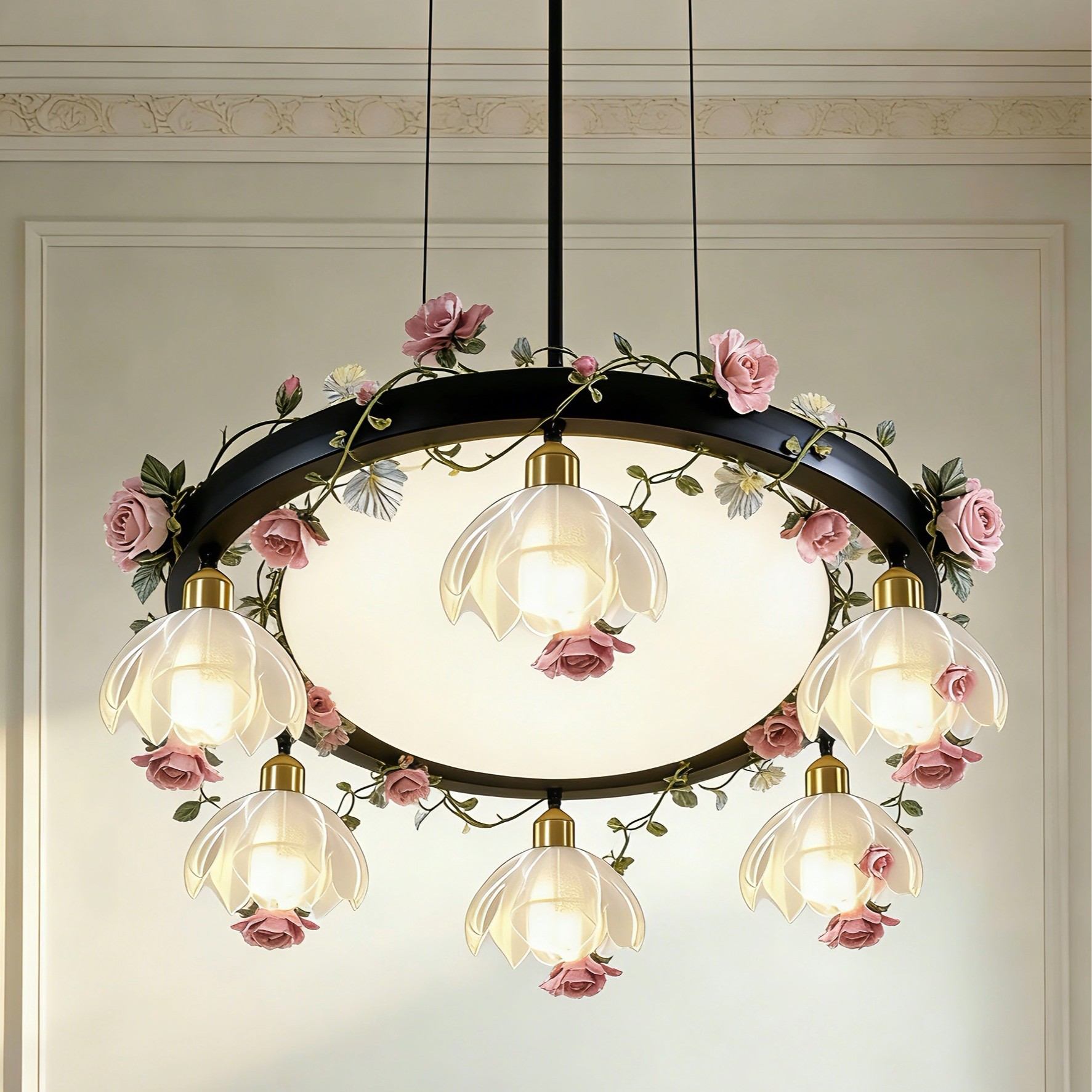 3D Printed Ring Floral Pendant Light