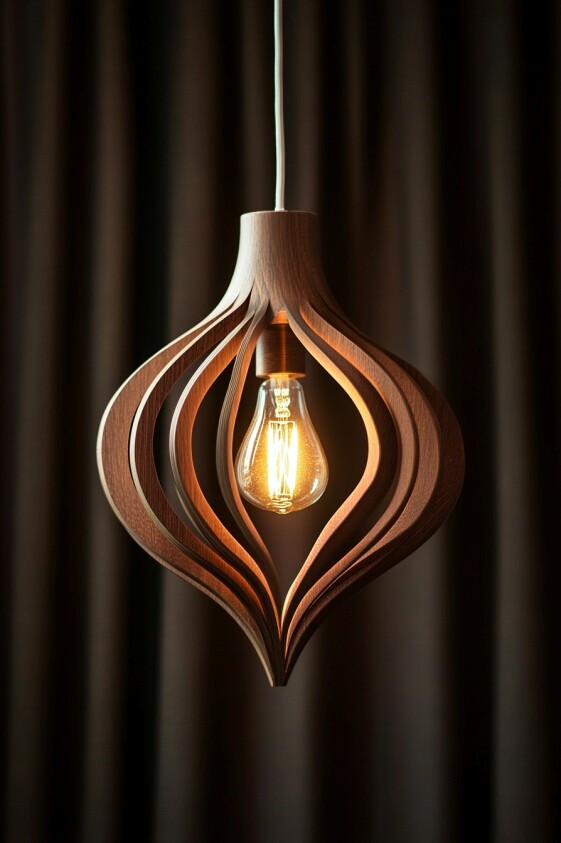 3D Printed Wooden Onion Pendant Light