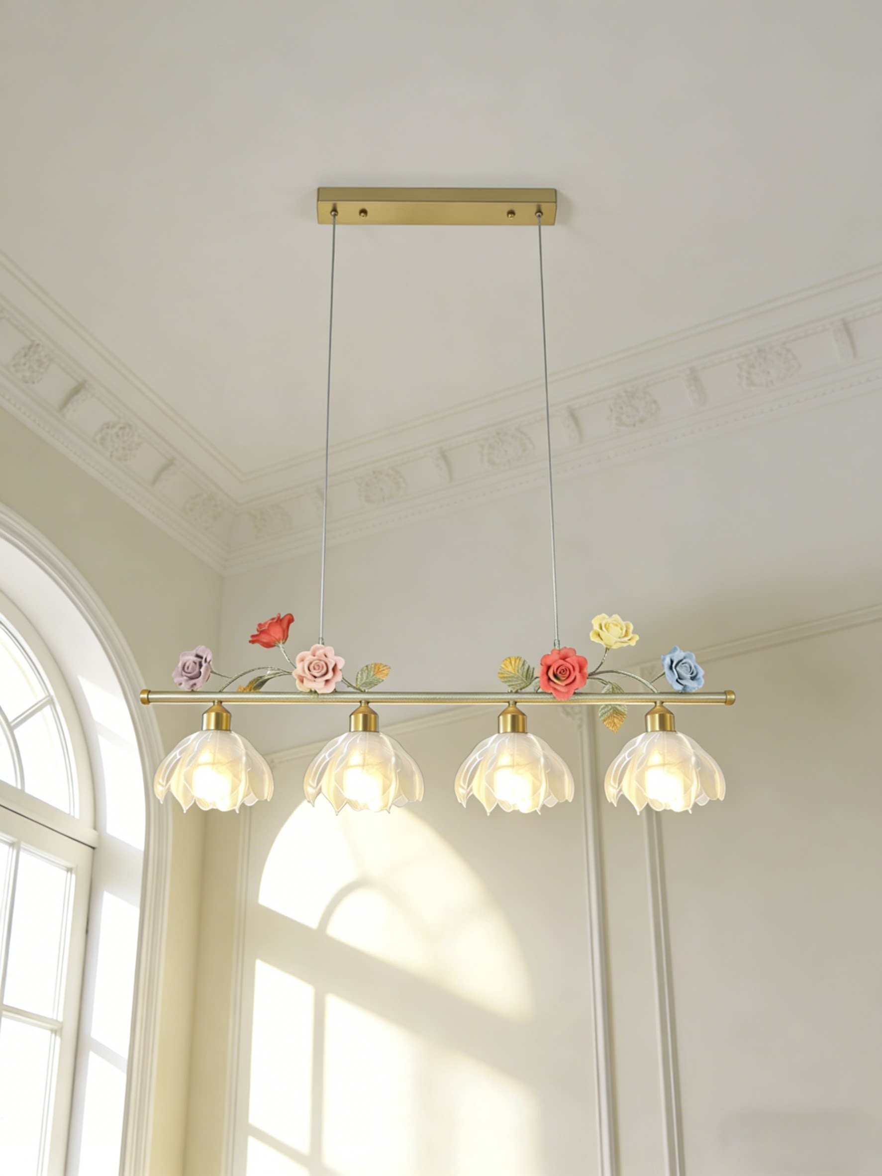 Colorful Floral Glass 3D Printed Pendant Light