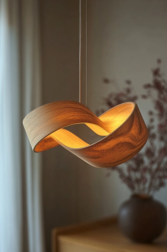 Infinity Loop Wooden 3D Printed Pendant Light