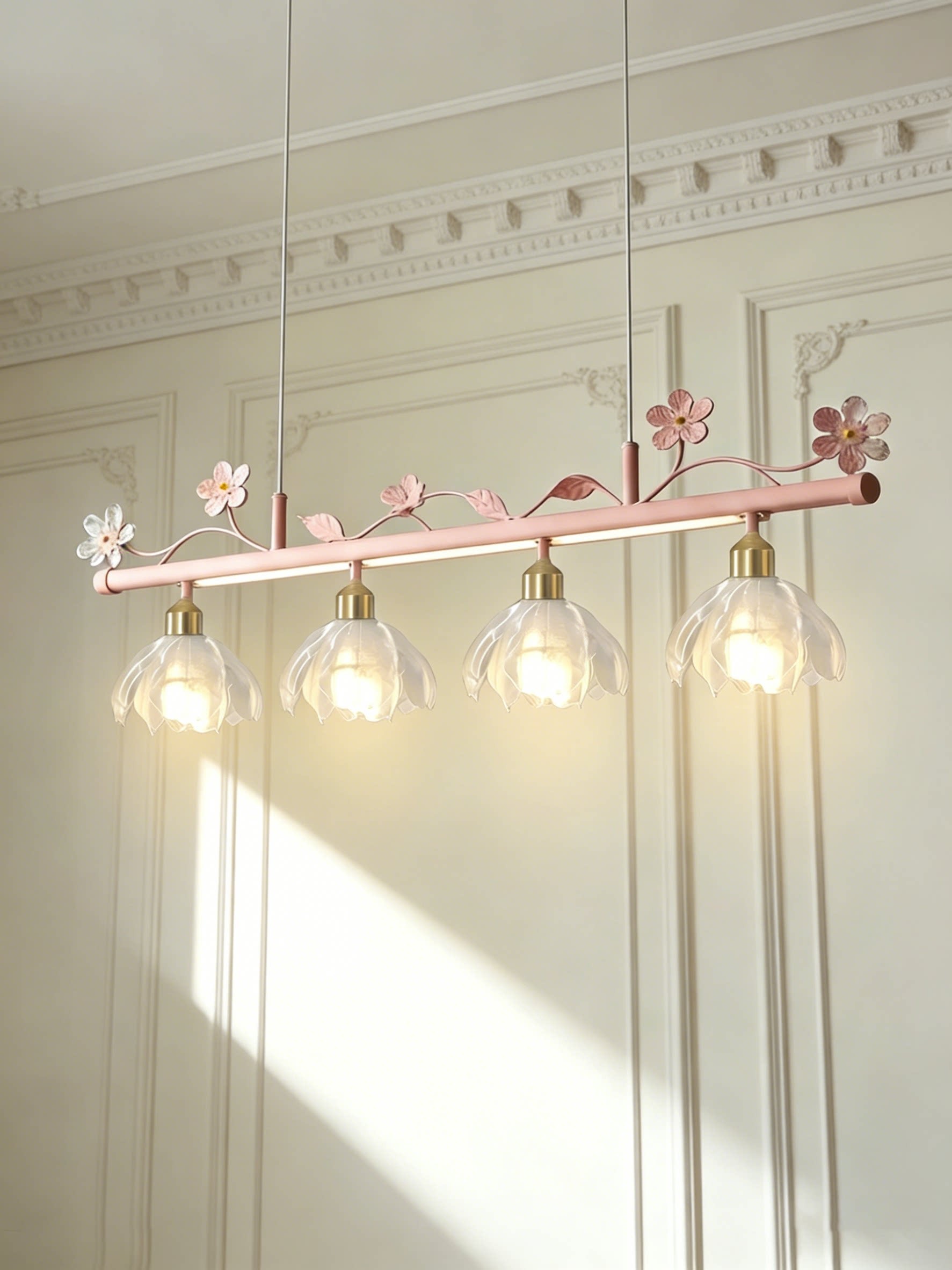 Pink Blossom Bar 3D Printed Floral Pendant Light
