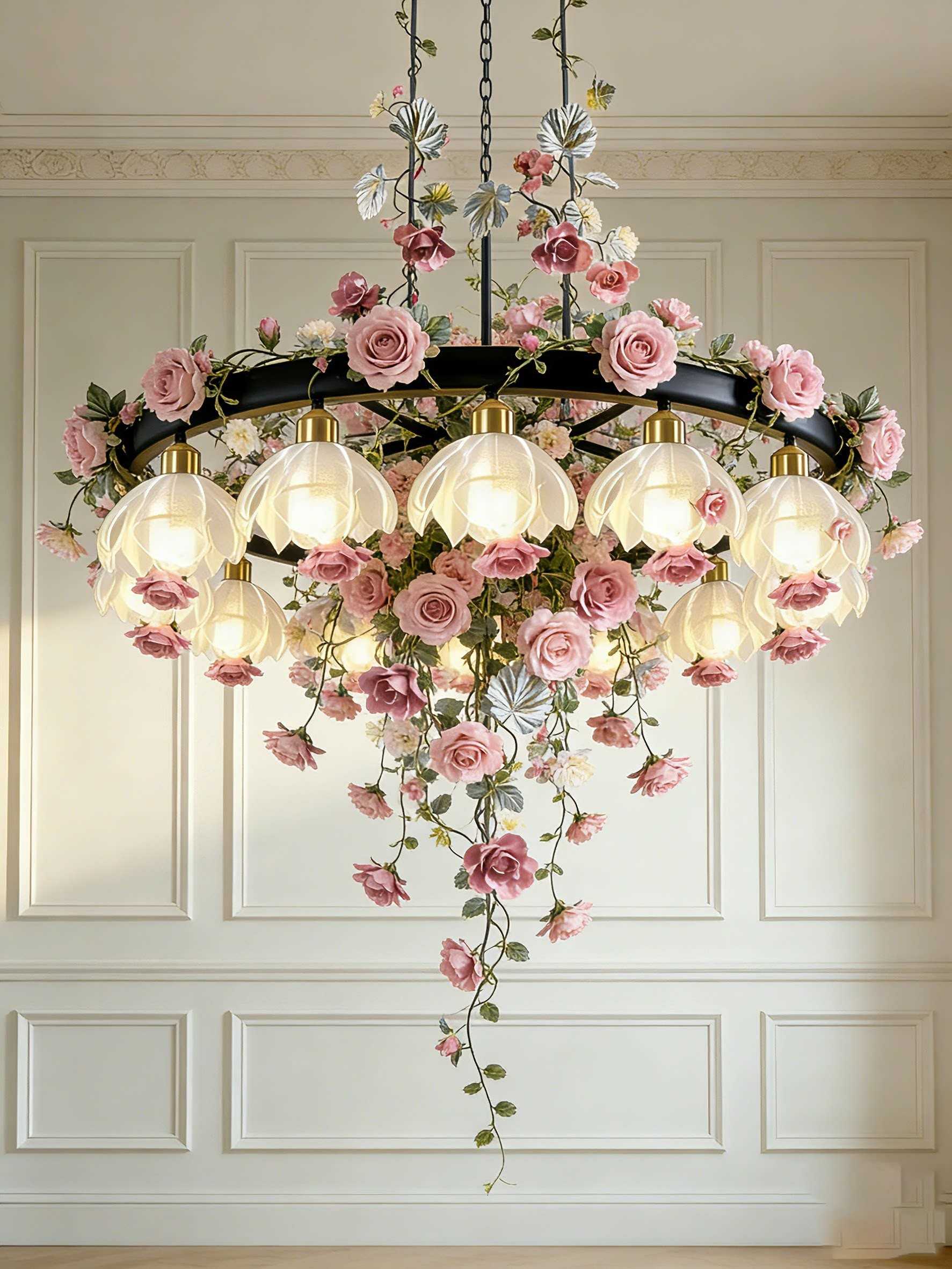 3D Printed Romantic Floral Ring Chandelier