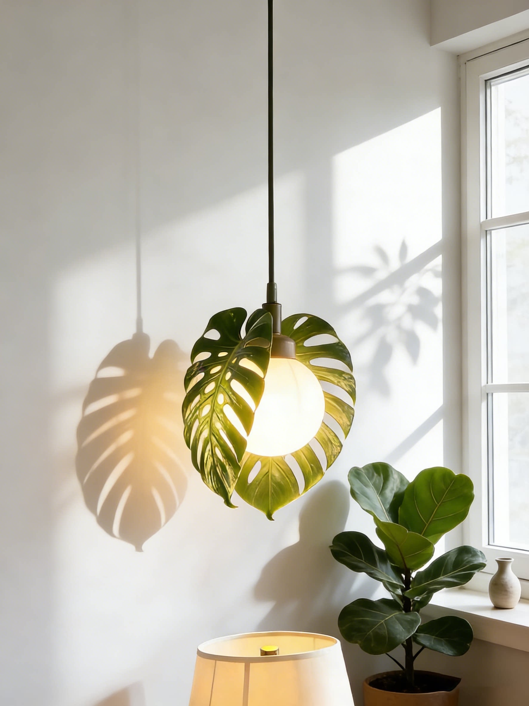 3D Printed Leaf Pendant Lamp Modern Nature Style