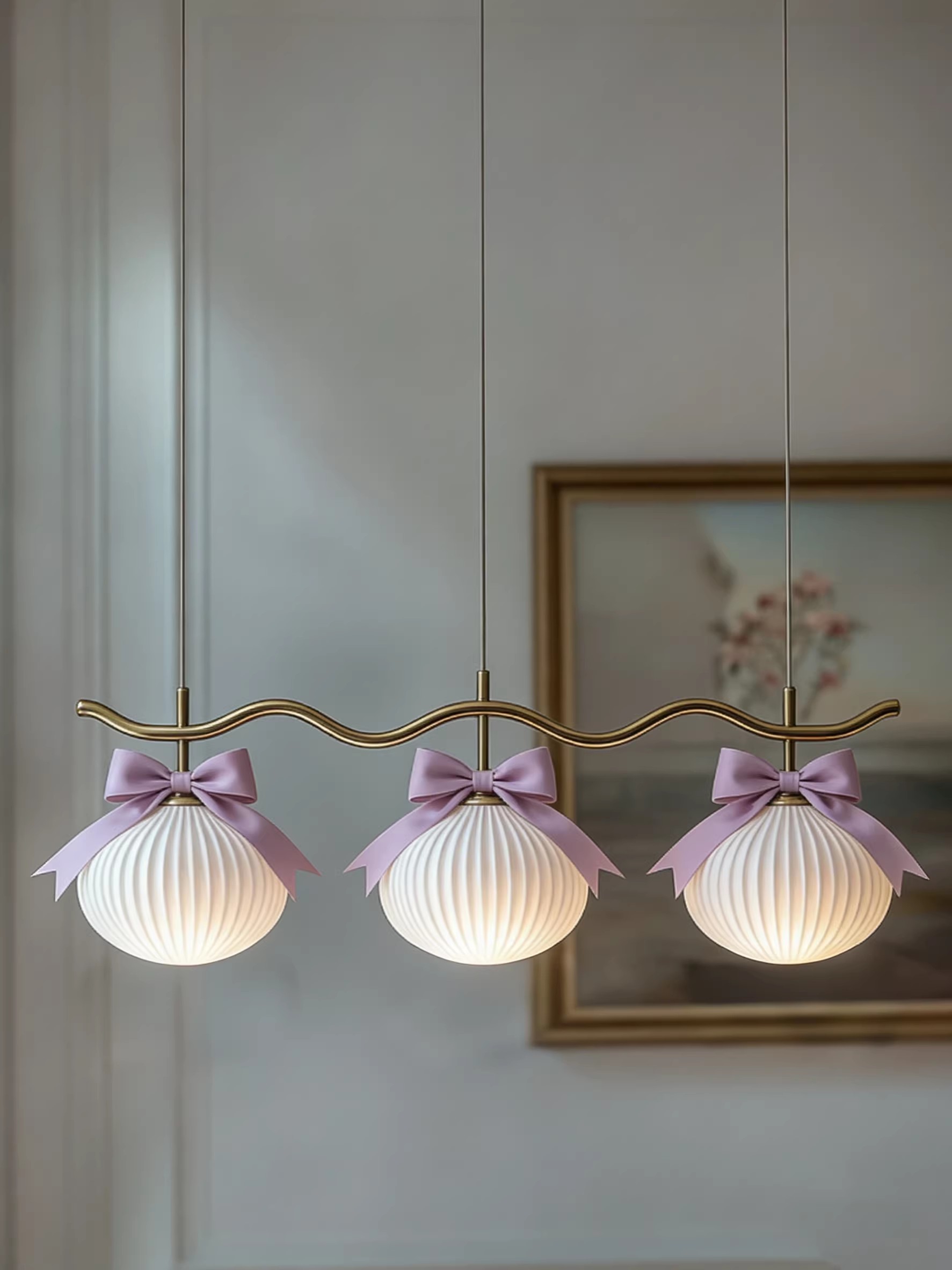 3D Printed Ribbon Globe Triple Pendant Light