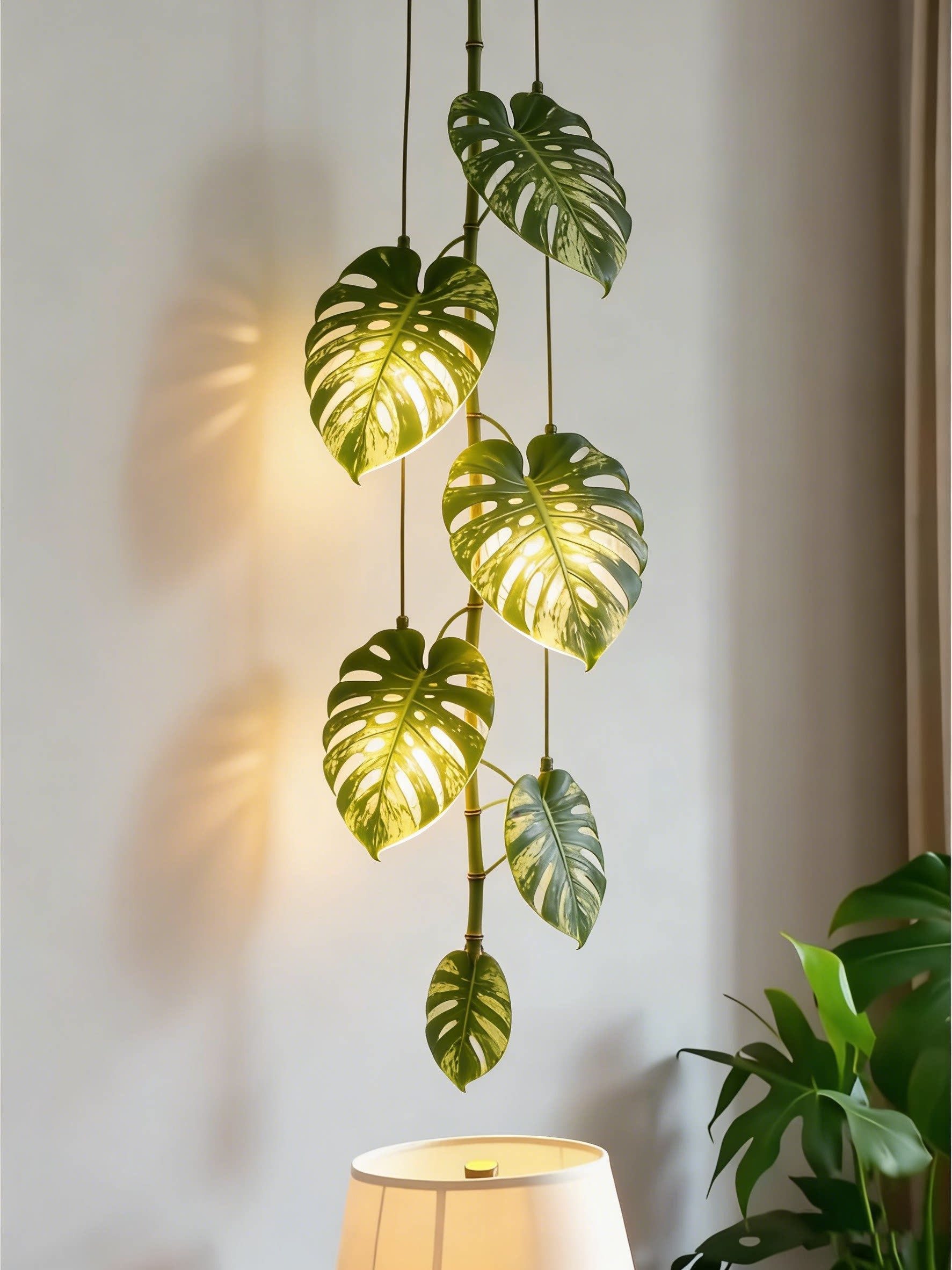 3D Printed Monstera Leaf Hanging Pendant Lamp