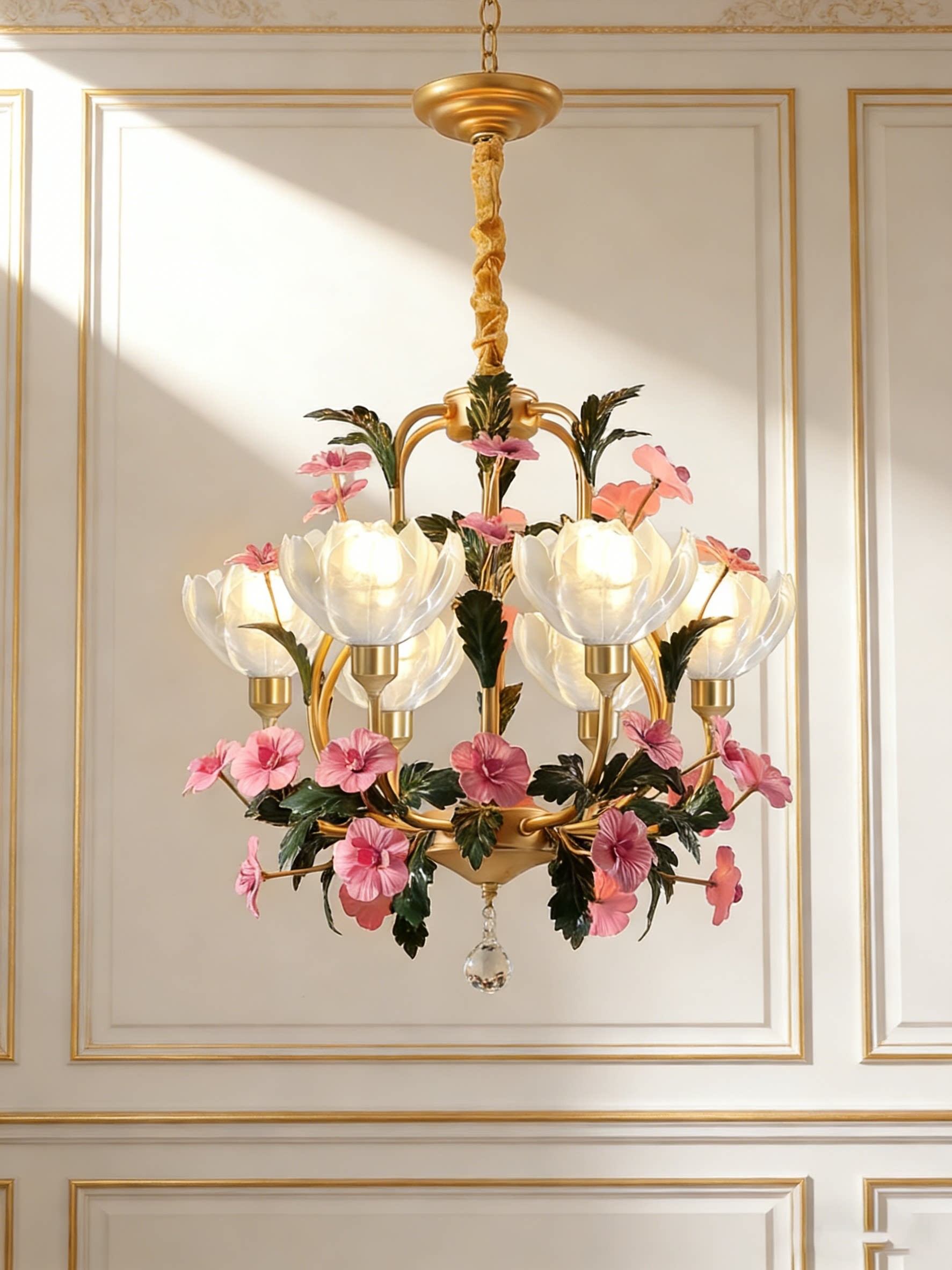 3D Printed Floral Chandelier Pendant Lamp