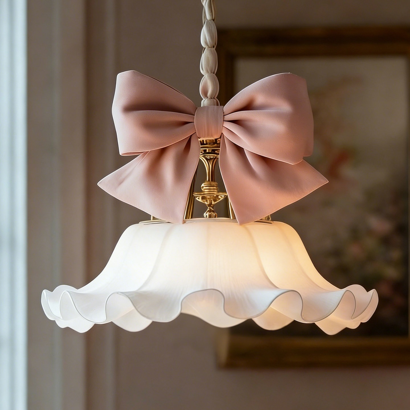 3D Printed Ribbon Bow Pendant Lamp