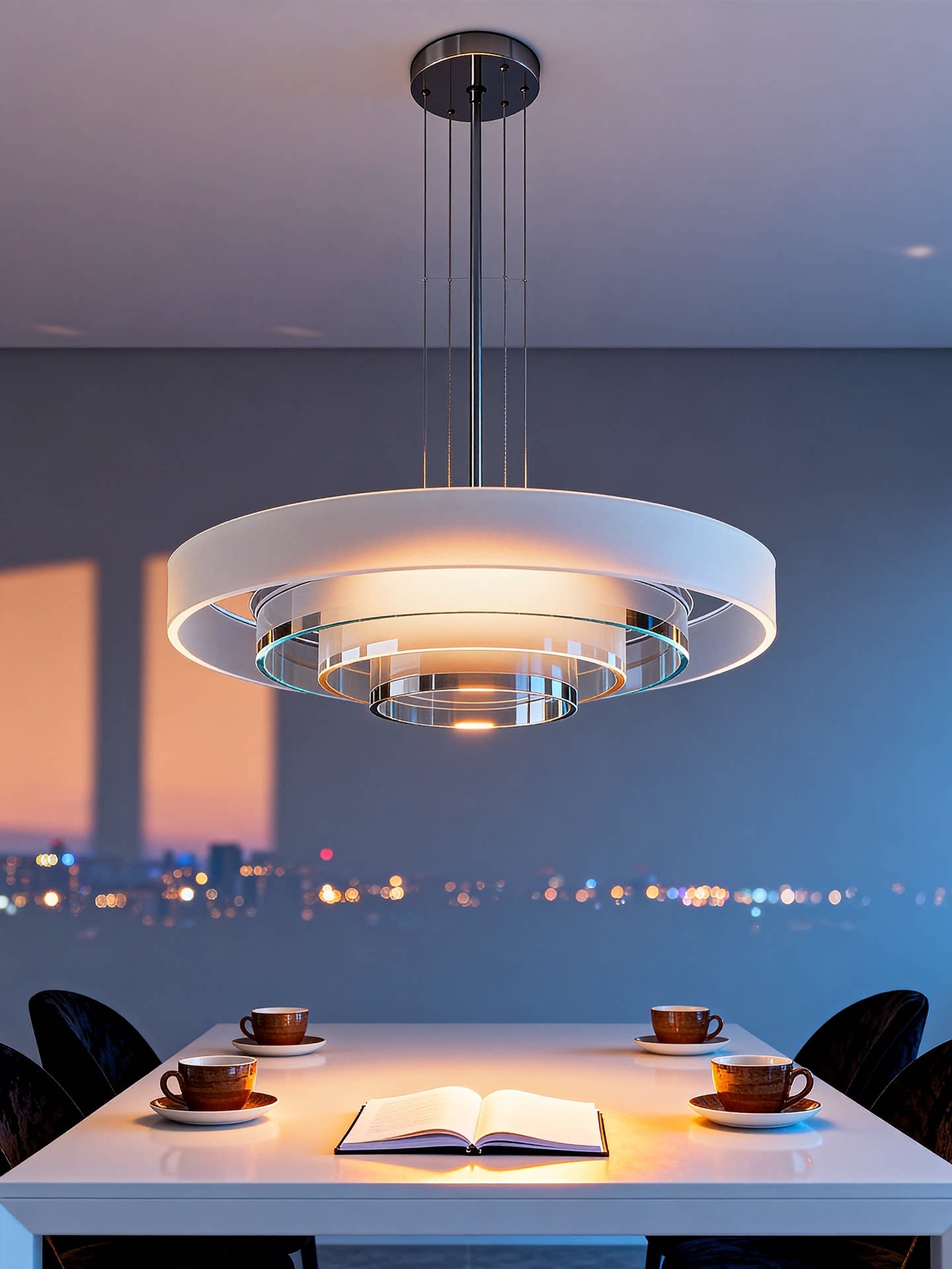 3D Printed Modern Ring Pendant Light Minimalist Ceiling Lamp