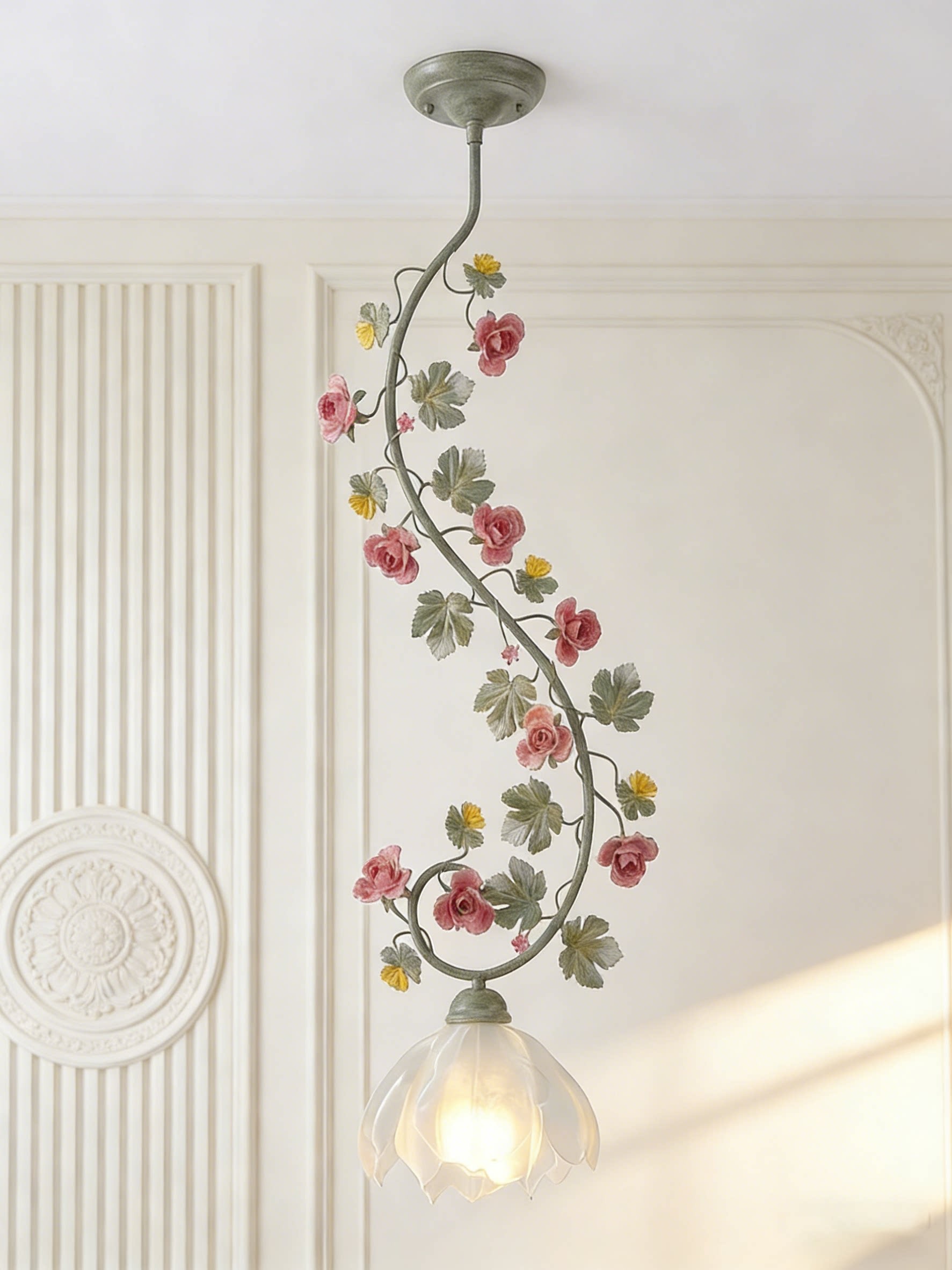 3D Printed Floral Vine Pendant Light Artistic Hanging Lamp