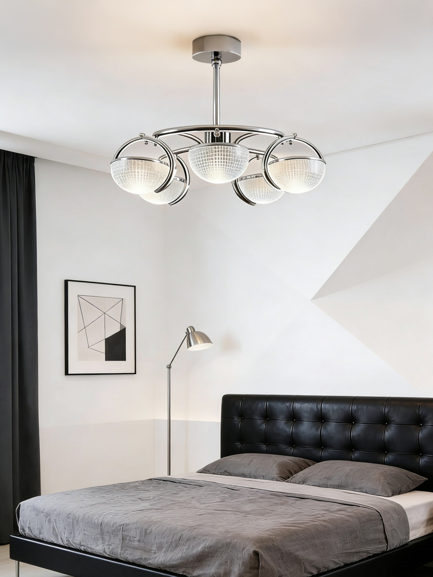 3D Printed Modern Glass Sphere Pendant Light Minimalist Chandelier