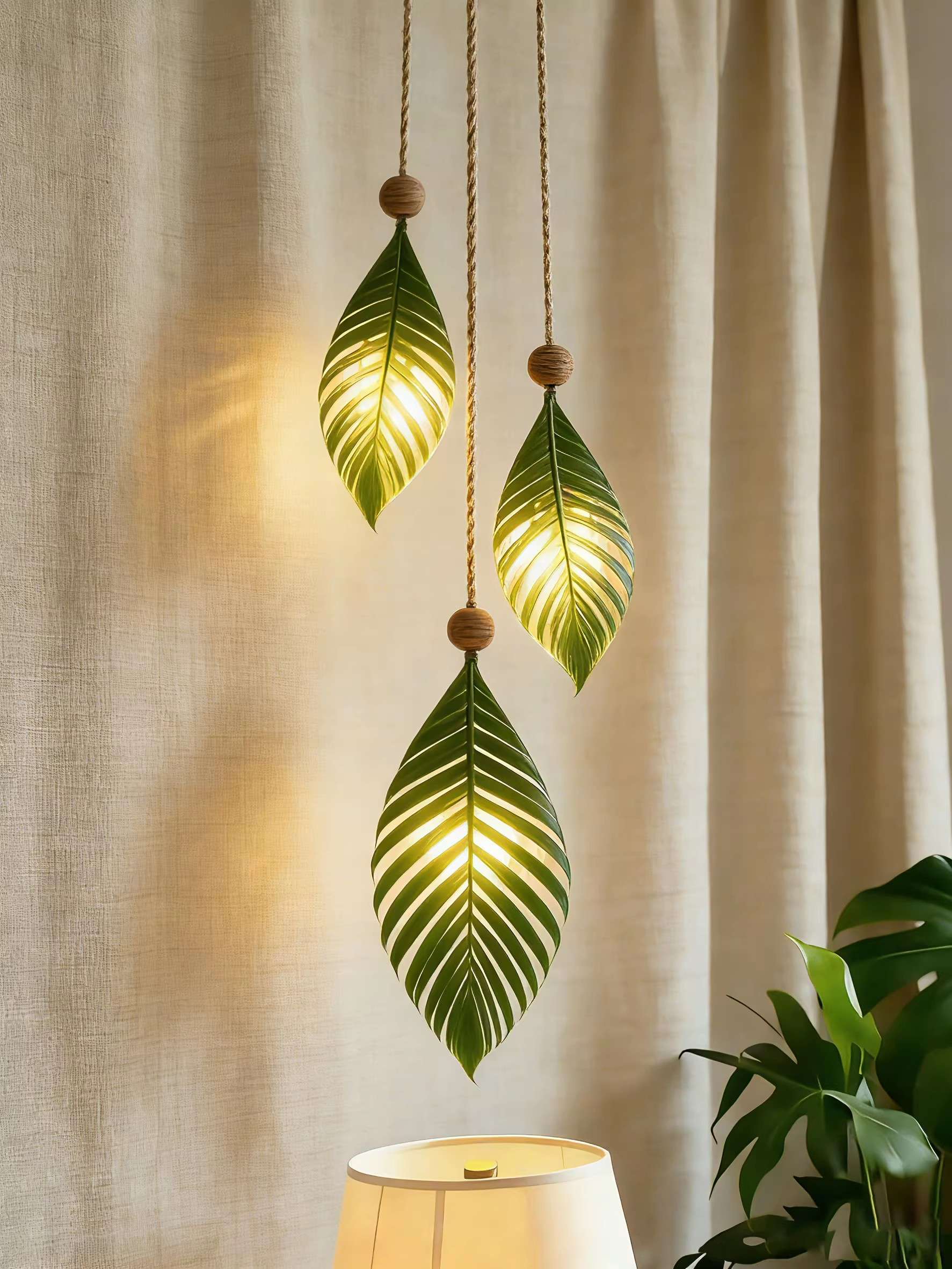 3D Printed Leaf Pendant Light Modern Botanical Hanging Lamp