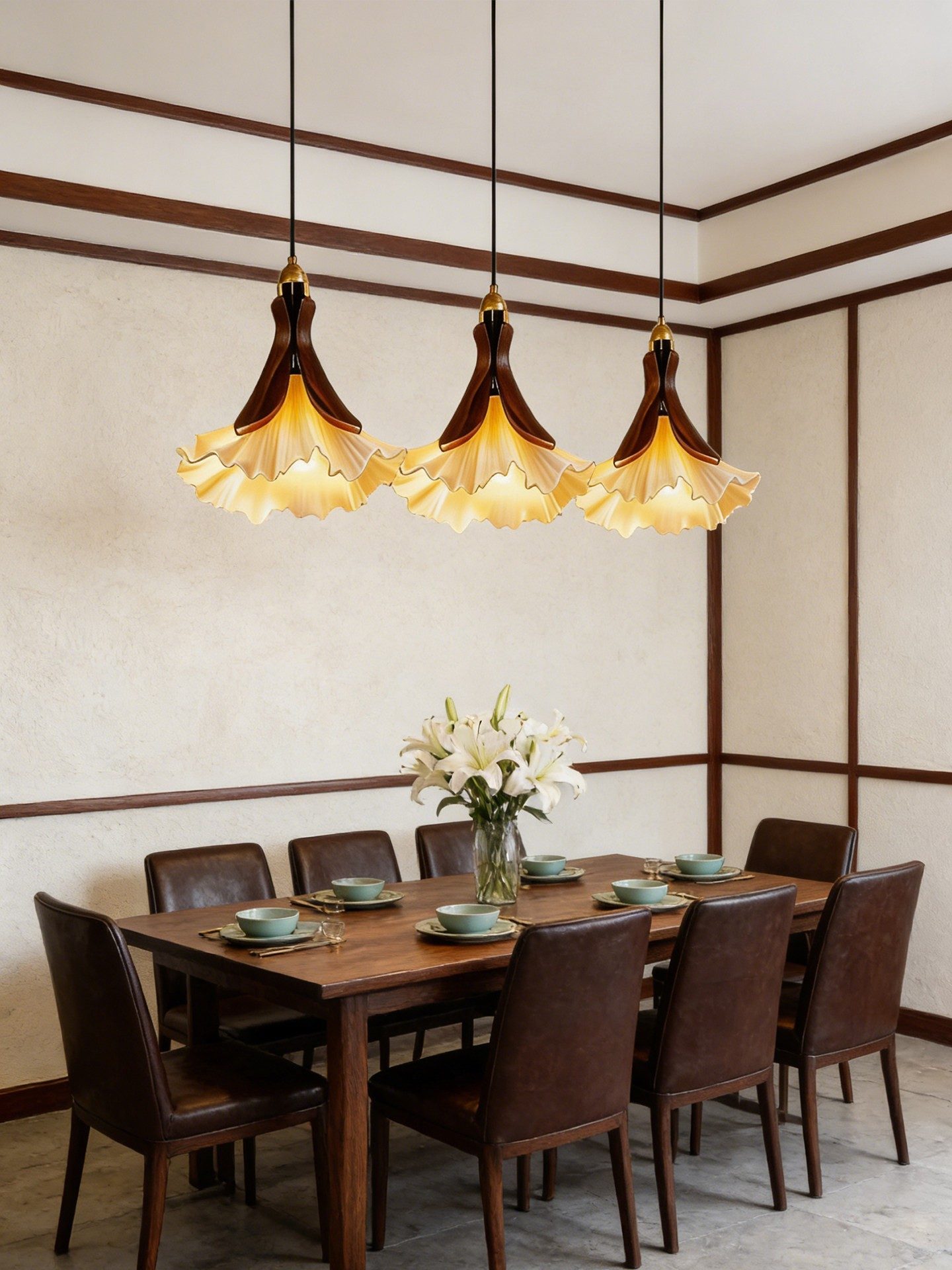 3D Printed Triple Pendant Flower Lamp Modern Dining Light