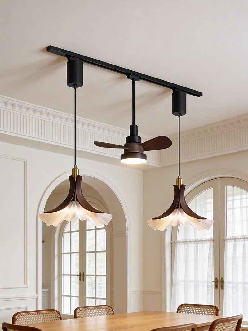 3D Printed Dual Pendant Track Light Vintage Style Lamp