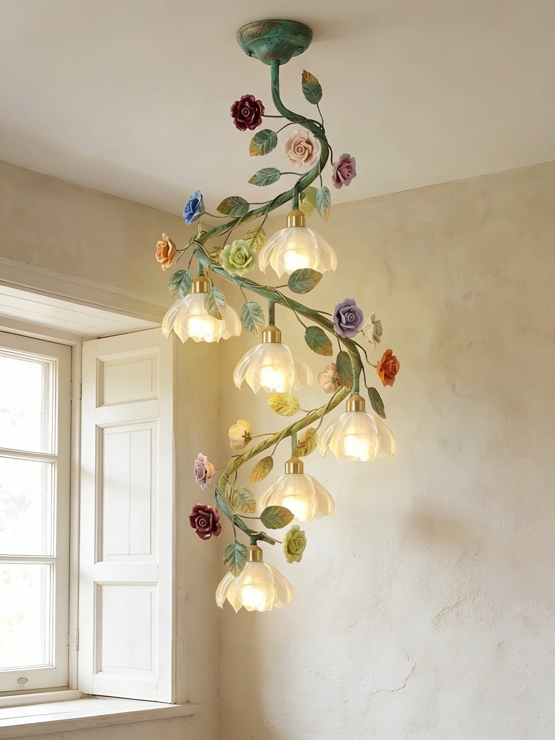 3D Printed Floral Vine Ceiling Light Artistic Multi-Light Lamp