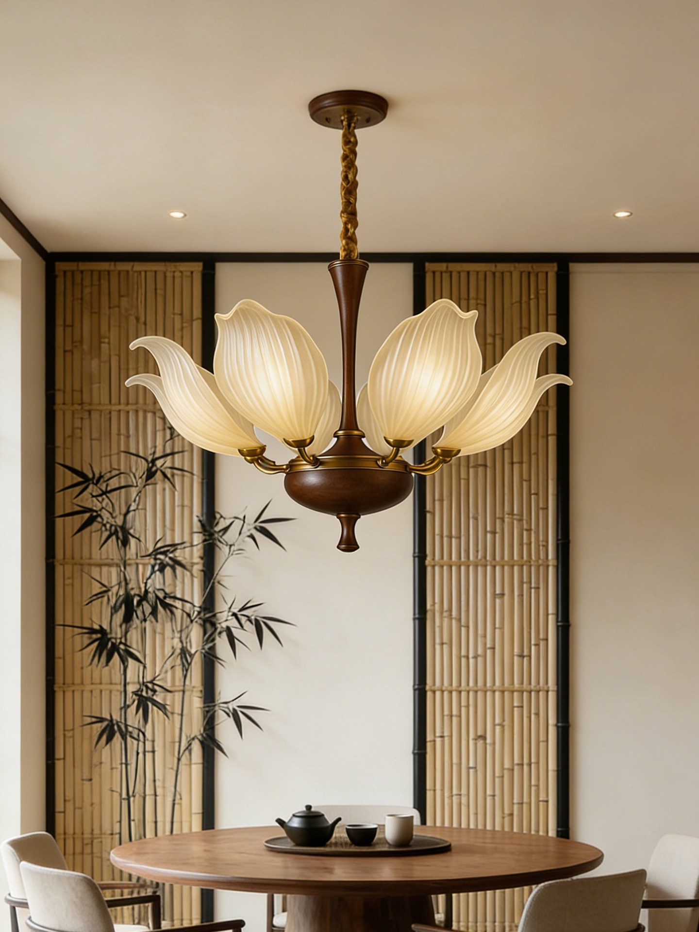 3D Printed Lotus Petal Pendant Light Asian Style Lamp