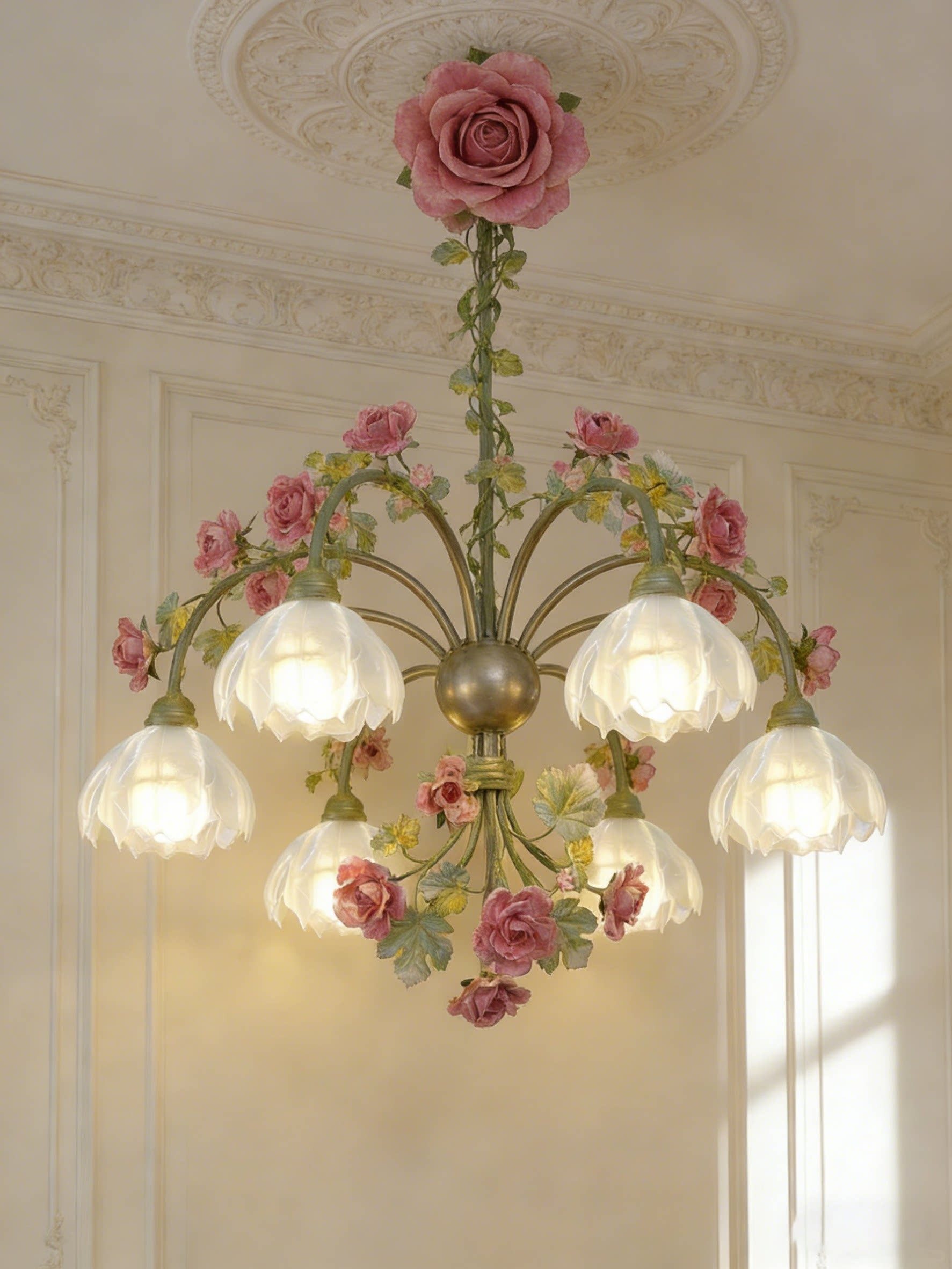3D Printed Rose Garden Chandelier Vintage Floral Ceiling Light