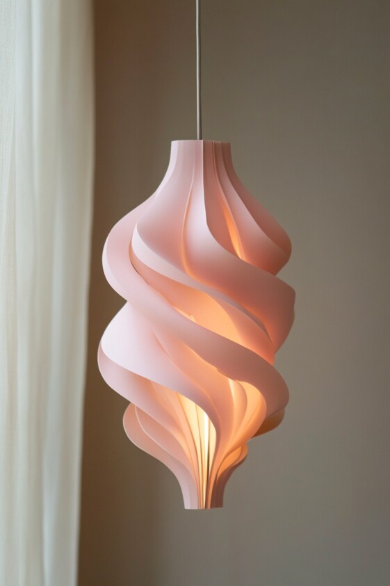 3D Printed Modern Spiral Pendant Light Artistic Hanging Lamp
