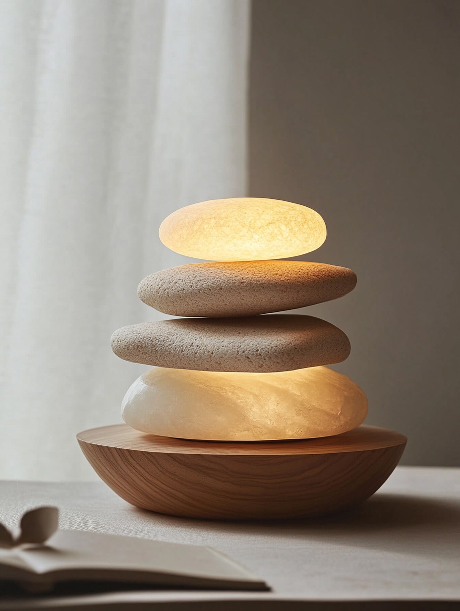 Zen Pebble Stack 3D Printed Table Lamp – Tranquil Natural Glow