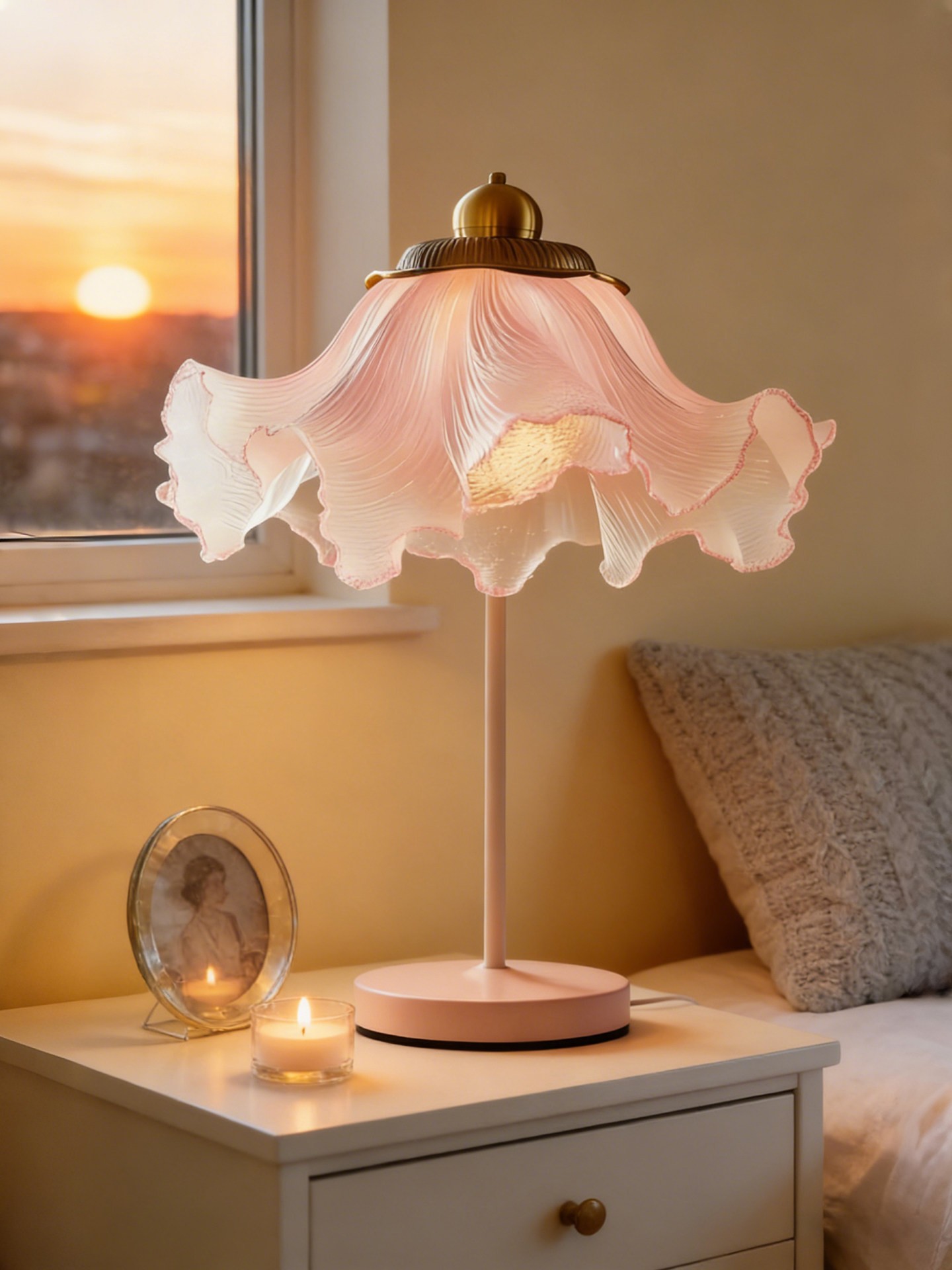 3D Printed Pink Ruffle Table Lamp