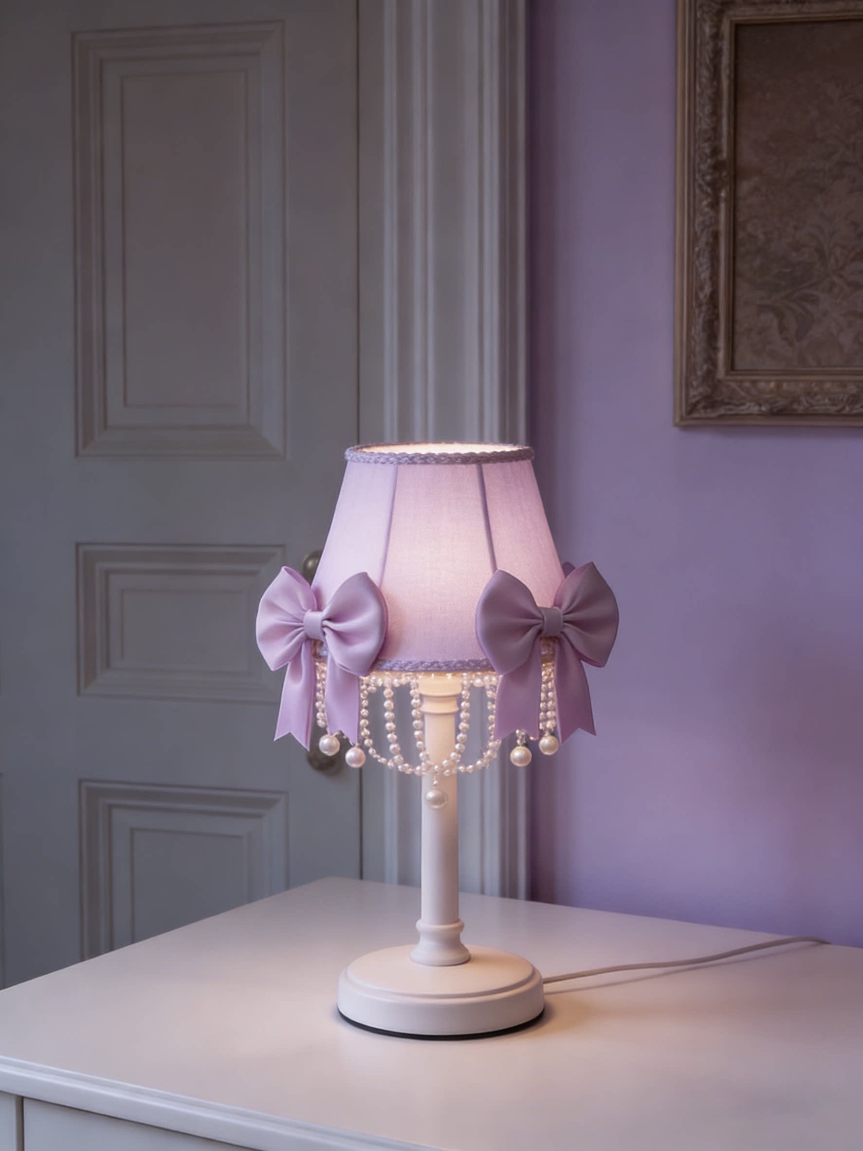 3D Printed Bow Pearl Table Lamp Cute Princess Style Light