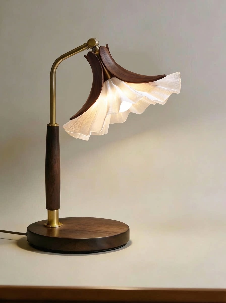 3D Printed Wooden Style Desk Lamp Minimalist Warm Light