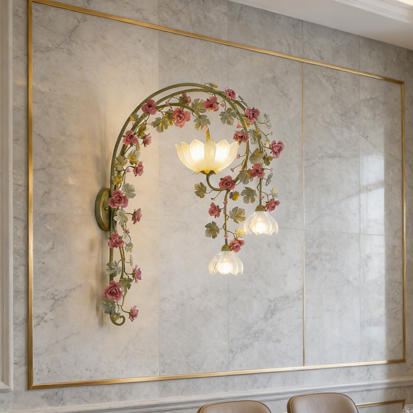 3D Printed Arch Floral Wall Light
