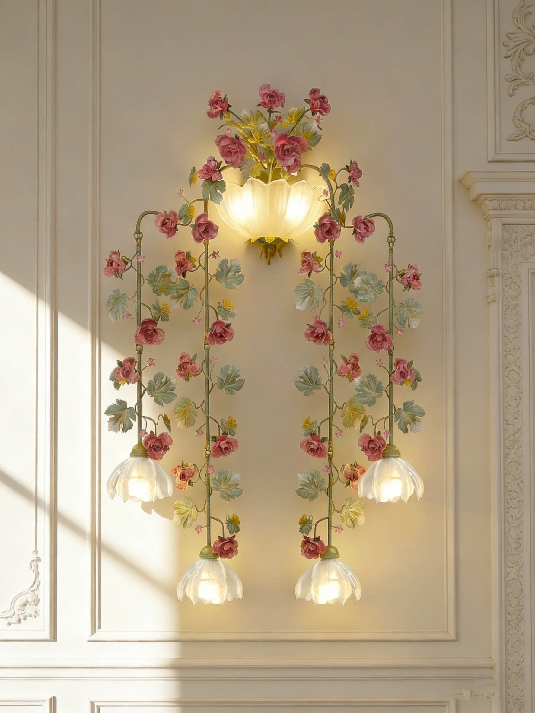 3D Printed Cascading Floral Wall Light