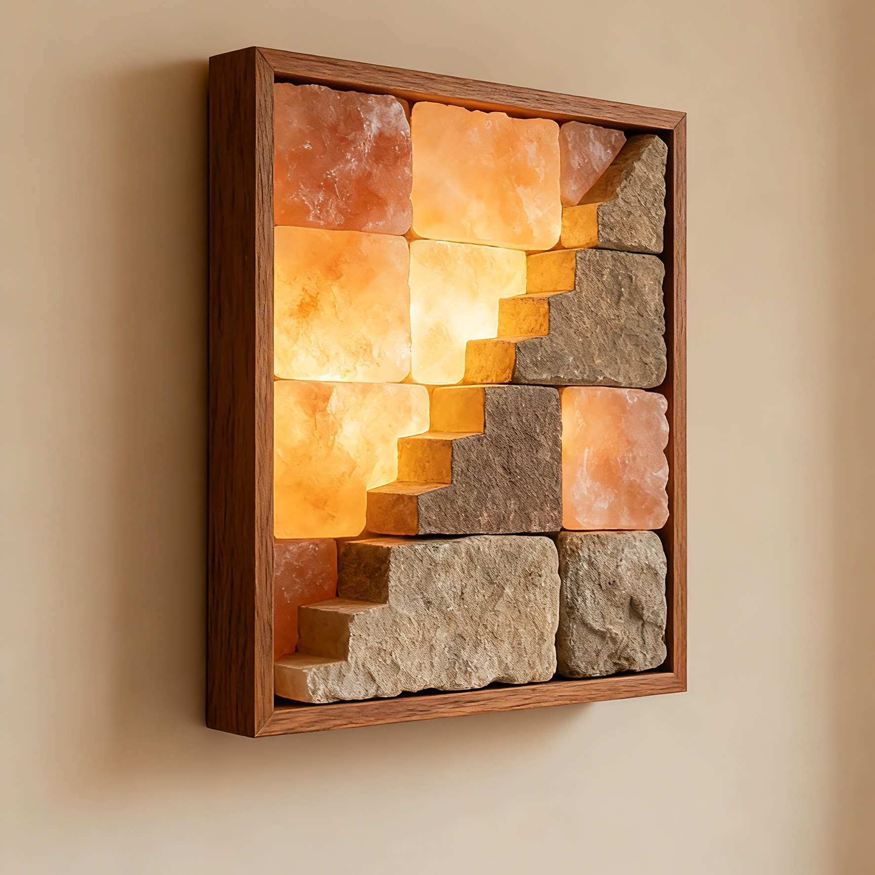 Stone Grid Wall Lamp - Geometric Zen Backlight