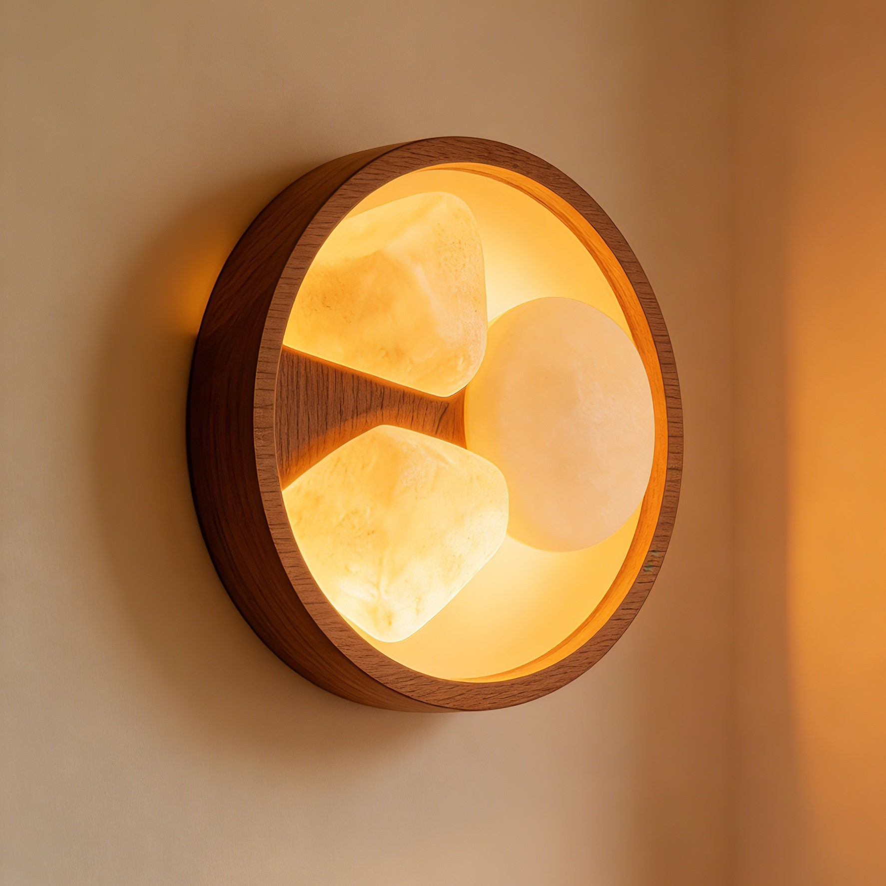 Zen Stones 3D Printed Wall Lamp – Circular Rock Glow Sconce