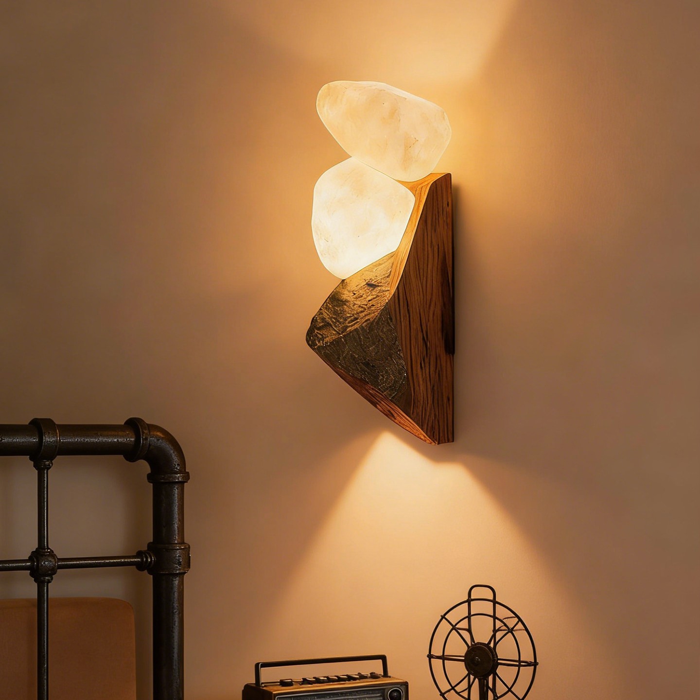Stone Stack 3D Printed Wall Lamp – Zen Natural Glow Sconce