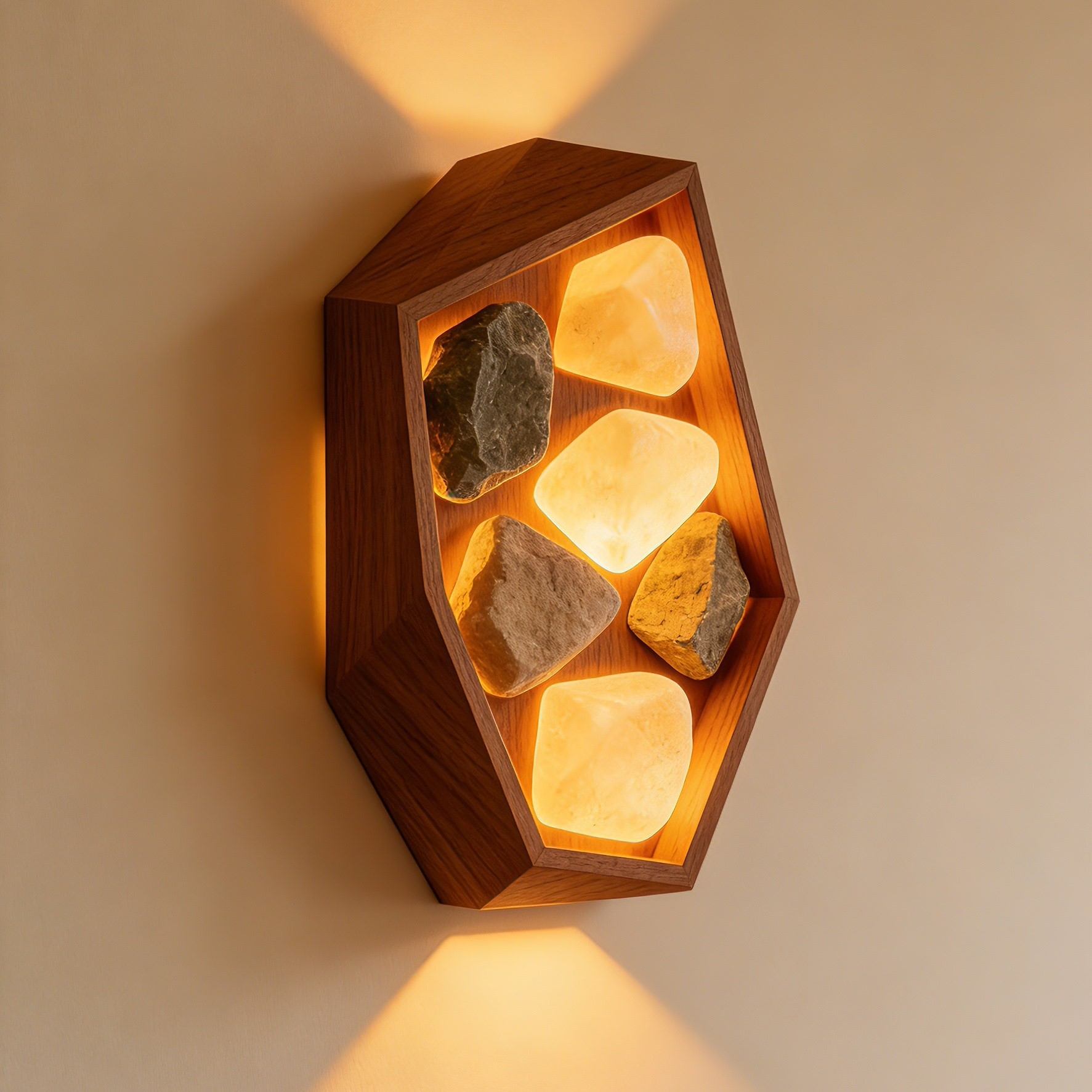 Rock Garden Wall Lamp – 3D Printed Geometric Stone Glow