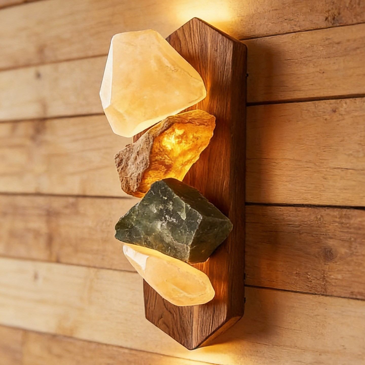 Rustic Mineral Wall Lamp – 3D Printed Raw Stone Light Fixture