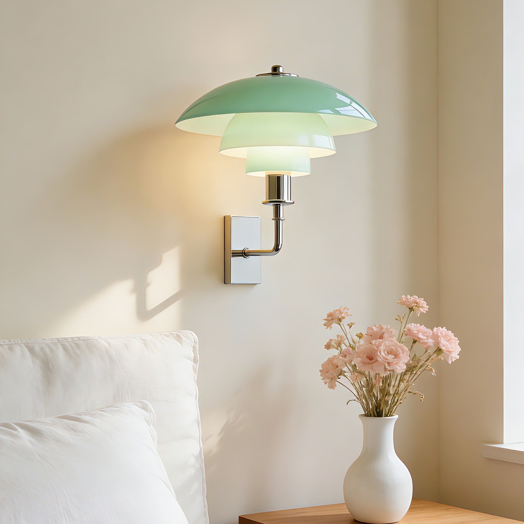 Nordic Green Glass 3D Printed Wall Lamp - PH Style Layered Shade
