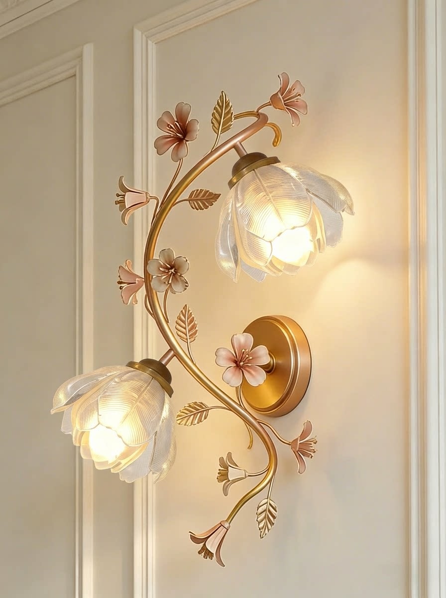 Vintage Floral Bloom 3D Printed Wall Lamp