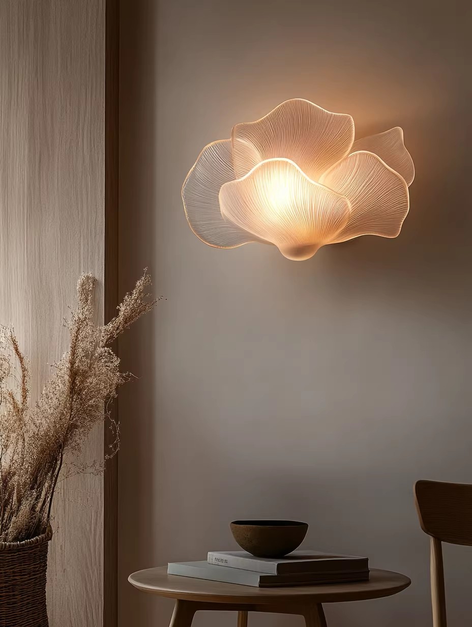 3D Printed Petal Wall Lamp Modern Minimalist Soft Glow