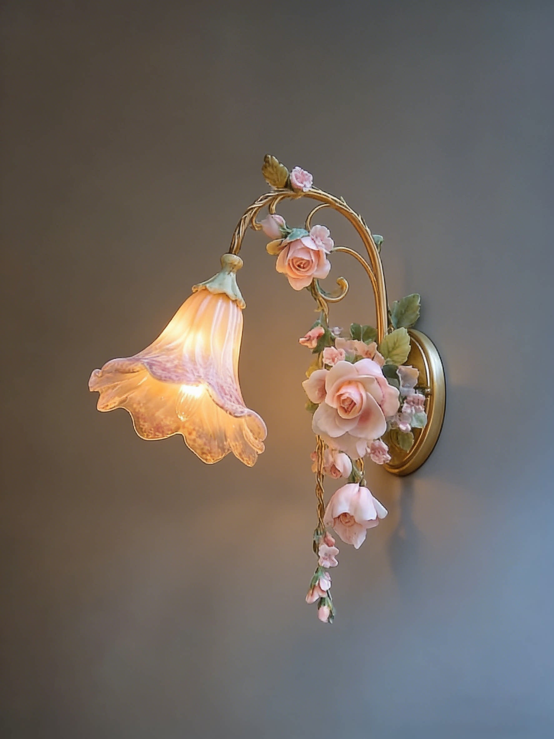 3D Printed Vintage Rose Wall Lamp Romantic Floral Style