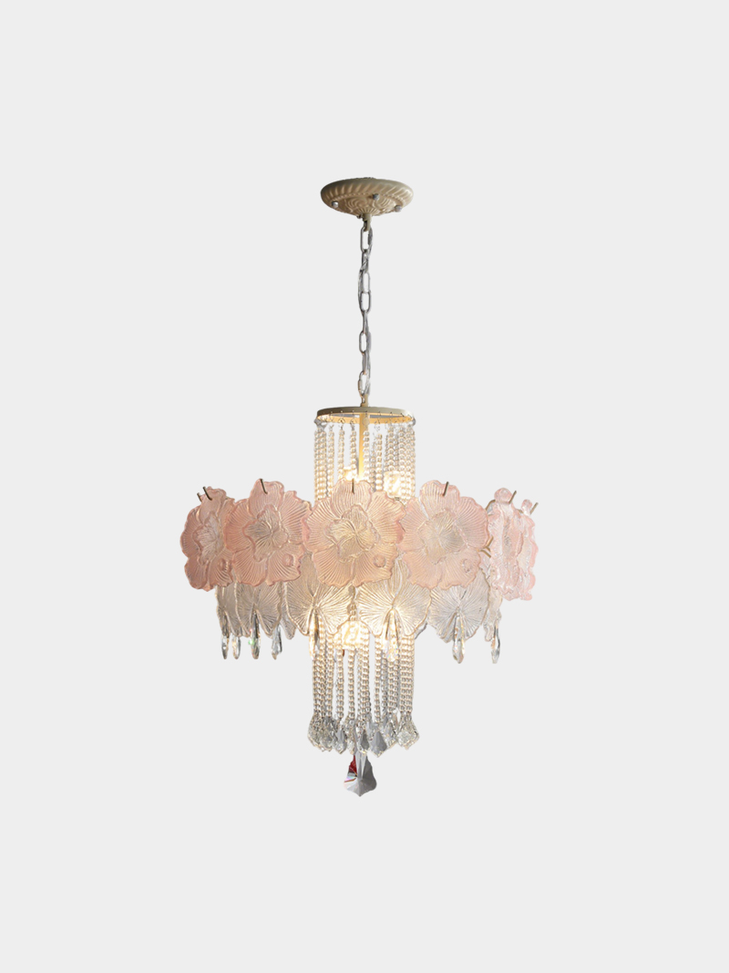 Luxury elegant crystal Floral  galss Chandelier Pendant Light